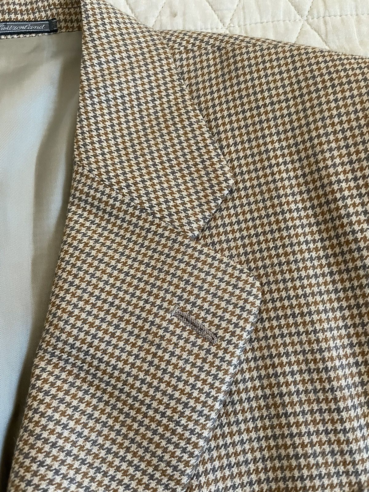 Ermenegildo Zegna × Vintage Houndstooth Check Silk & Camelhair Jacket Size 38R - 4 Thumbnail