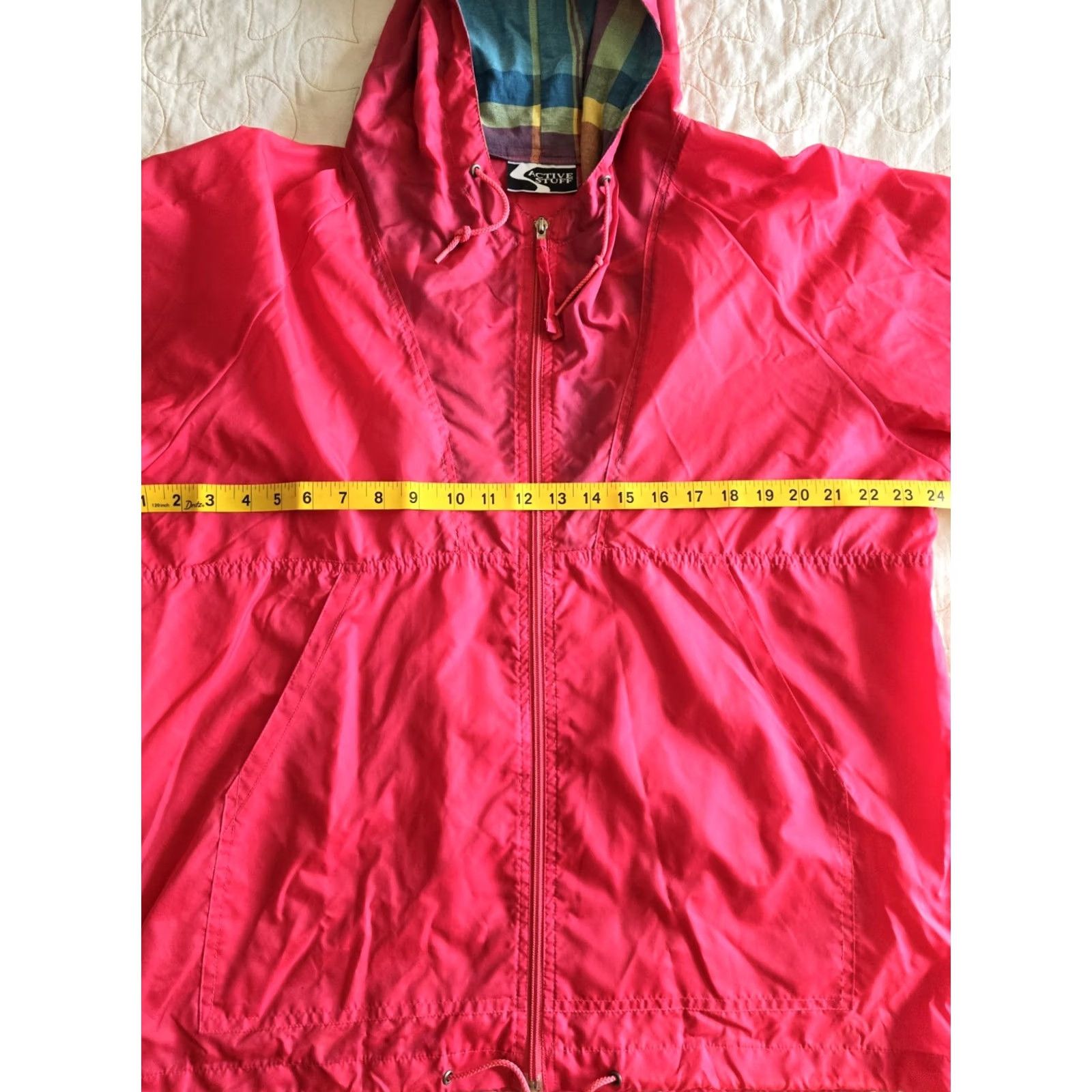 Pinko VINTAGE 80s 90s Pink Windbreaker Active Wear S/M Womens Small Medium Plaid Lining Nylon Cotton Outdoors Running Hiking Nature Girl Size S / US 4 / IT 40 - 5 Thumbnail