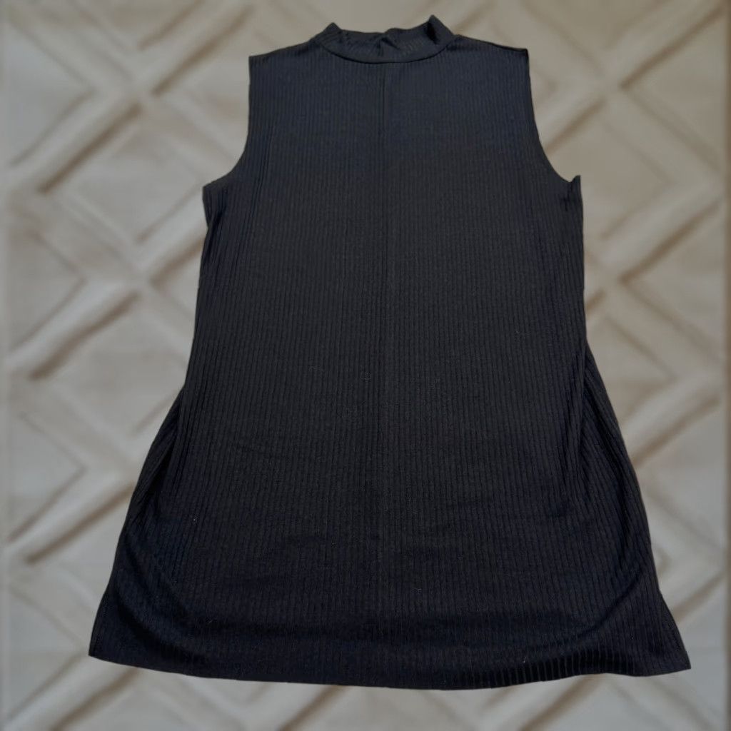 Topman Topman Dress Shirt Womens Sleeveless Ribbed Knit Mock Neck Knee Length Black M Casual Classic Size M / US 6-8 / IT 42-44 - 1 Thumbnail