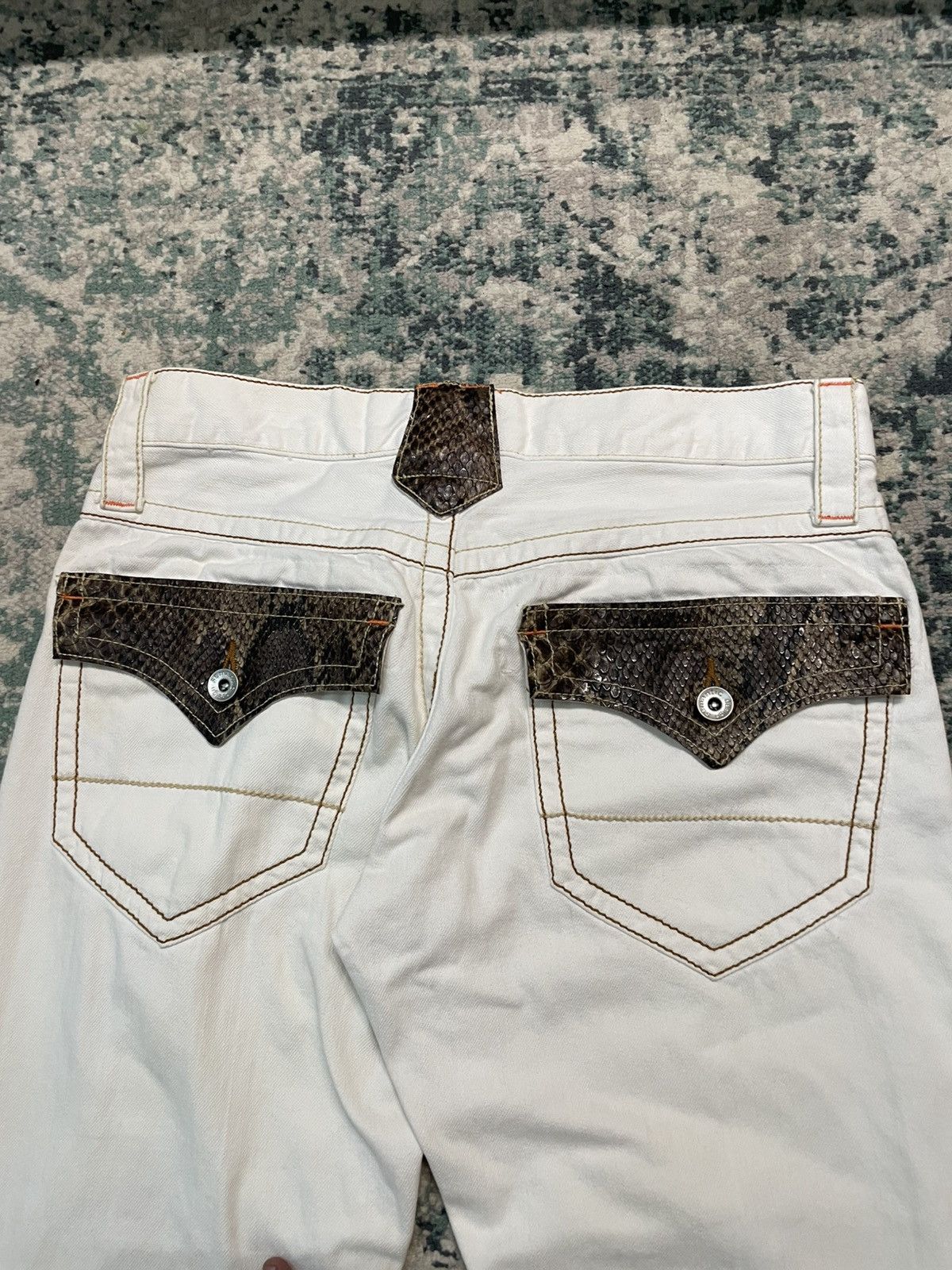 semanticdesign Semantic Design Spiral Flared Snakeskin Pocket Jean Size US 29 - 6 Thumbnail