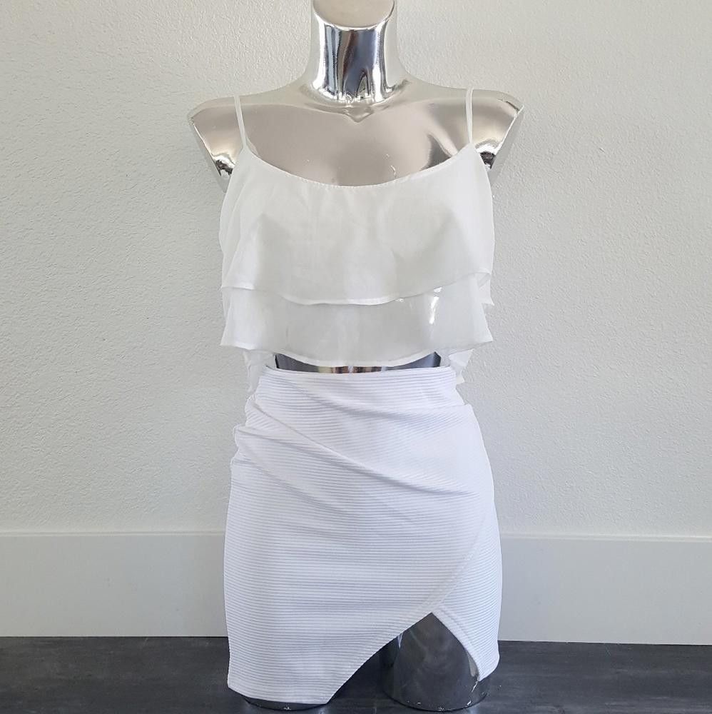 Designer White Double Dressy Melville Cropped Blouse Size S / US 4 / IT 40 - 1 Thumbnail
