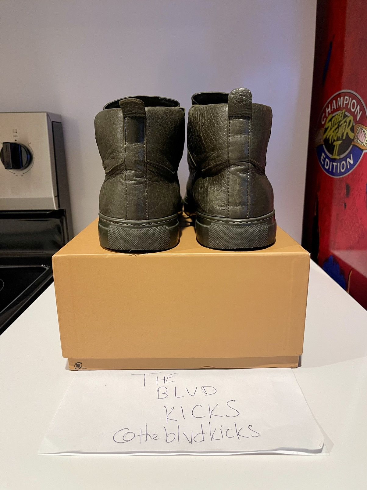 Balenciaga Balenciaga Arena High Top Leather Sneaker Olive Green Size US 13 / EU 46 - 6 Thumbnail