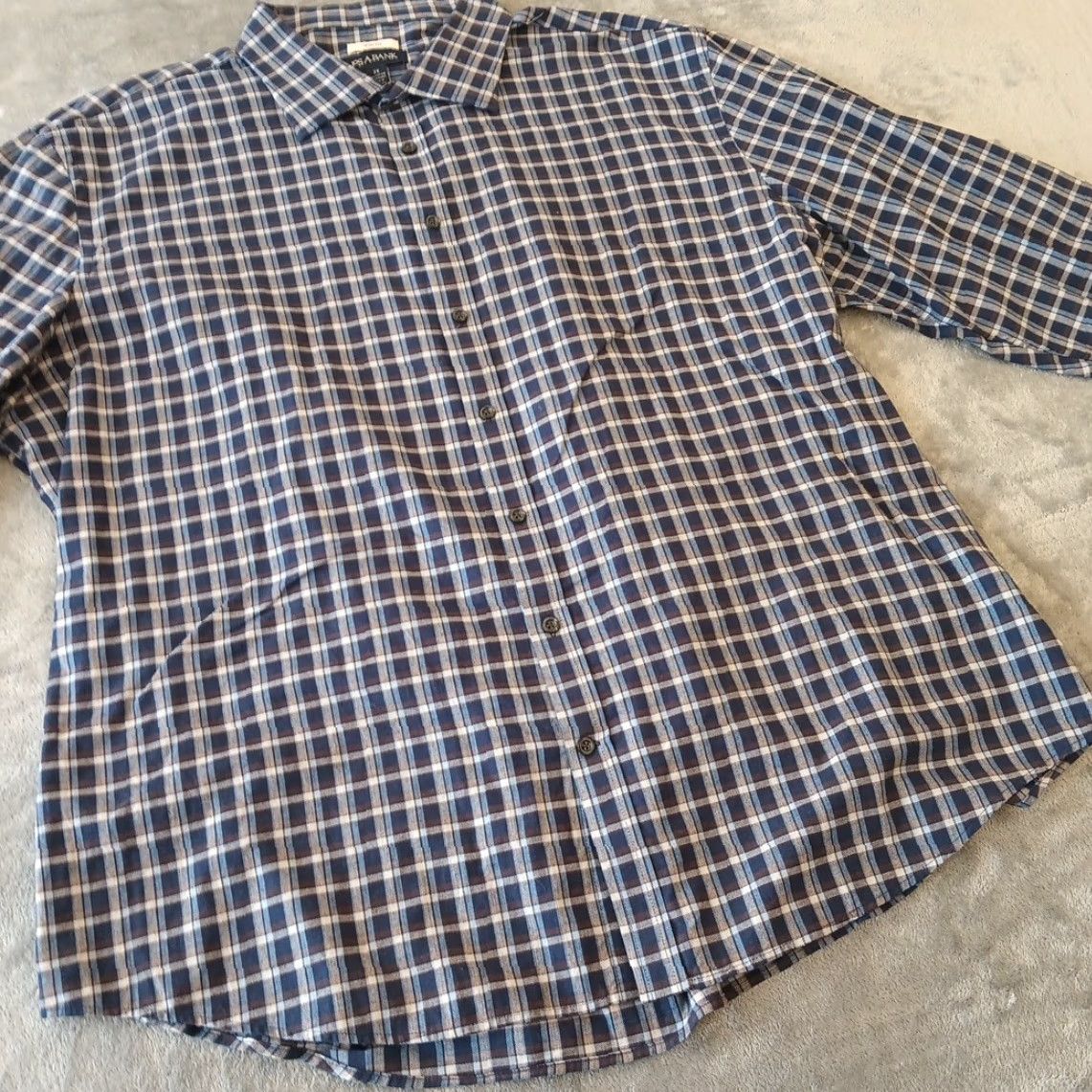 Jos. A. Bank Jos. A. Bank Shirt Mens 3X Blue Plaid Slim Fit Long Sleeve Button-Up Cotton Blend Size US XXL / EU 58 / 5 - 4 Thumbnail