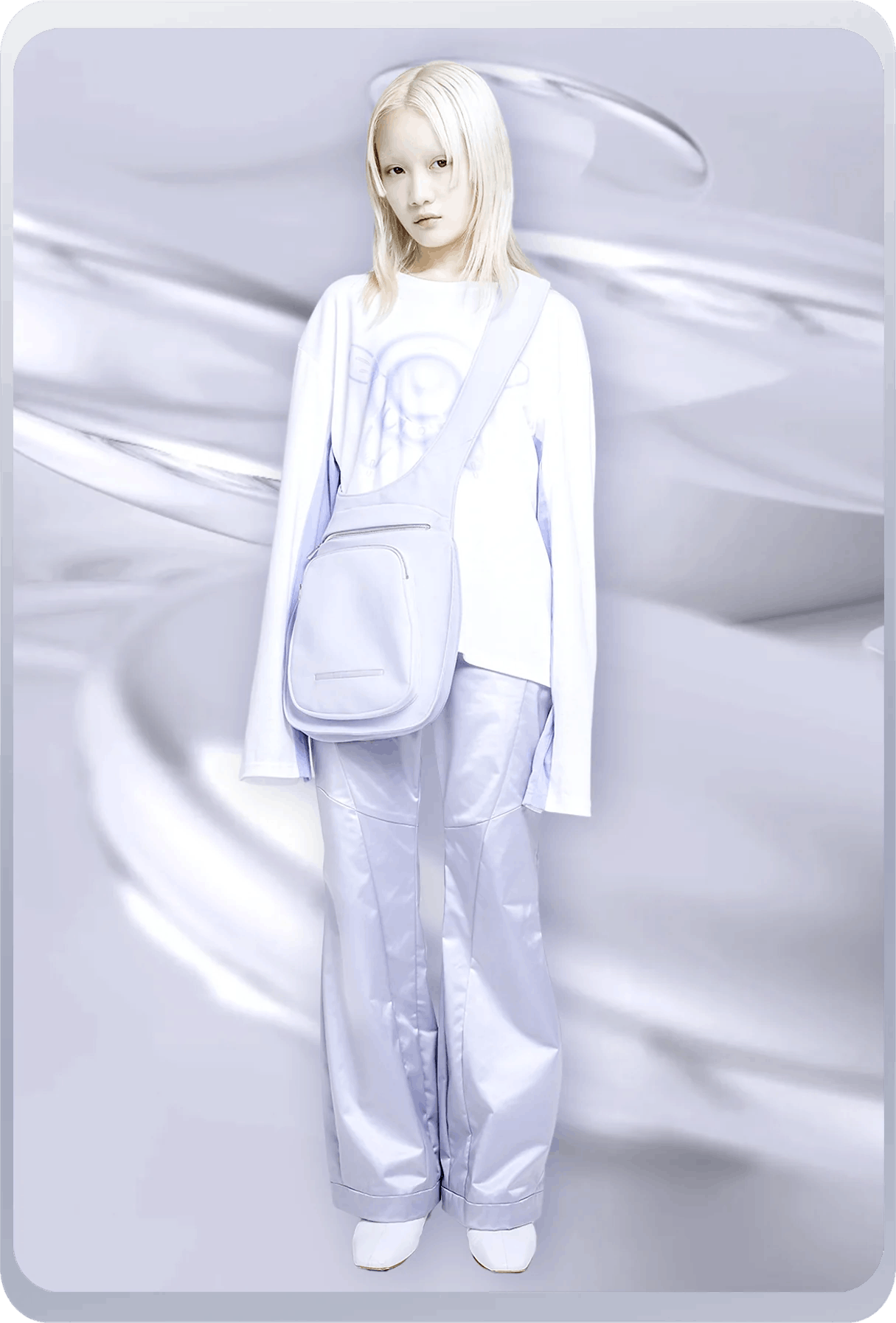 chloma "QUANTUM FOAM" LONG SLEEVE TEE / white×light blue Size US S / EU 44-46 / 1 - 2 Thumbnail