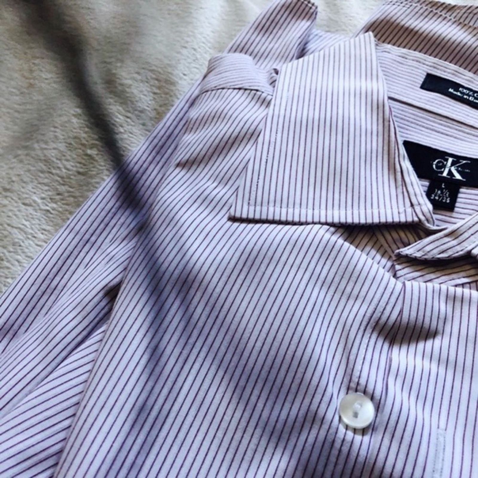 Calvin Klein Calvin Klein Red Pinstripe Button Down Shirt | Sz L Size US L / EU 52-54 / 3 - 4 Thumbnail
