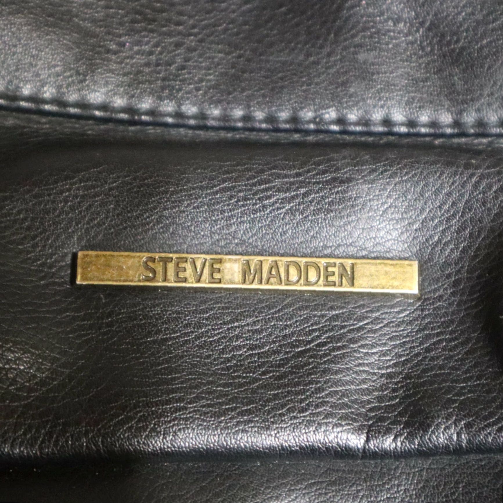 Steve Madden Steve Madden Black Flex Leather Zip Hobo Flap Tote Shoulder Bag Purse Size ONE SIZE - 5 Thumbnail