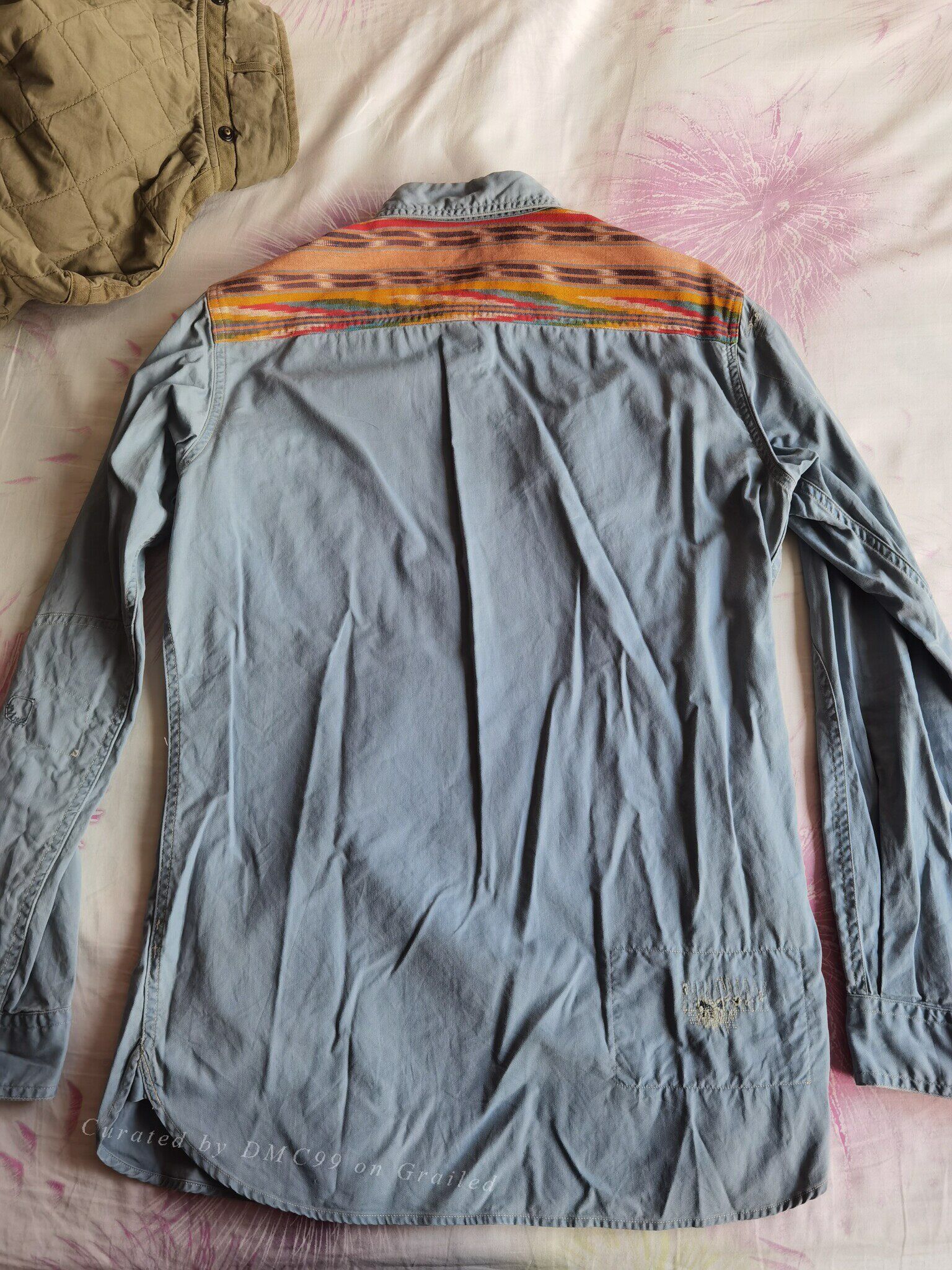 RRL Ralph Lauren RRL Distressed Sashiko Patch Western Shirt Size US M / EU 48-50 / 2 - 1 Thumbnail
