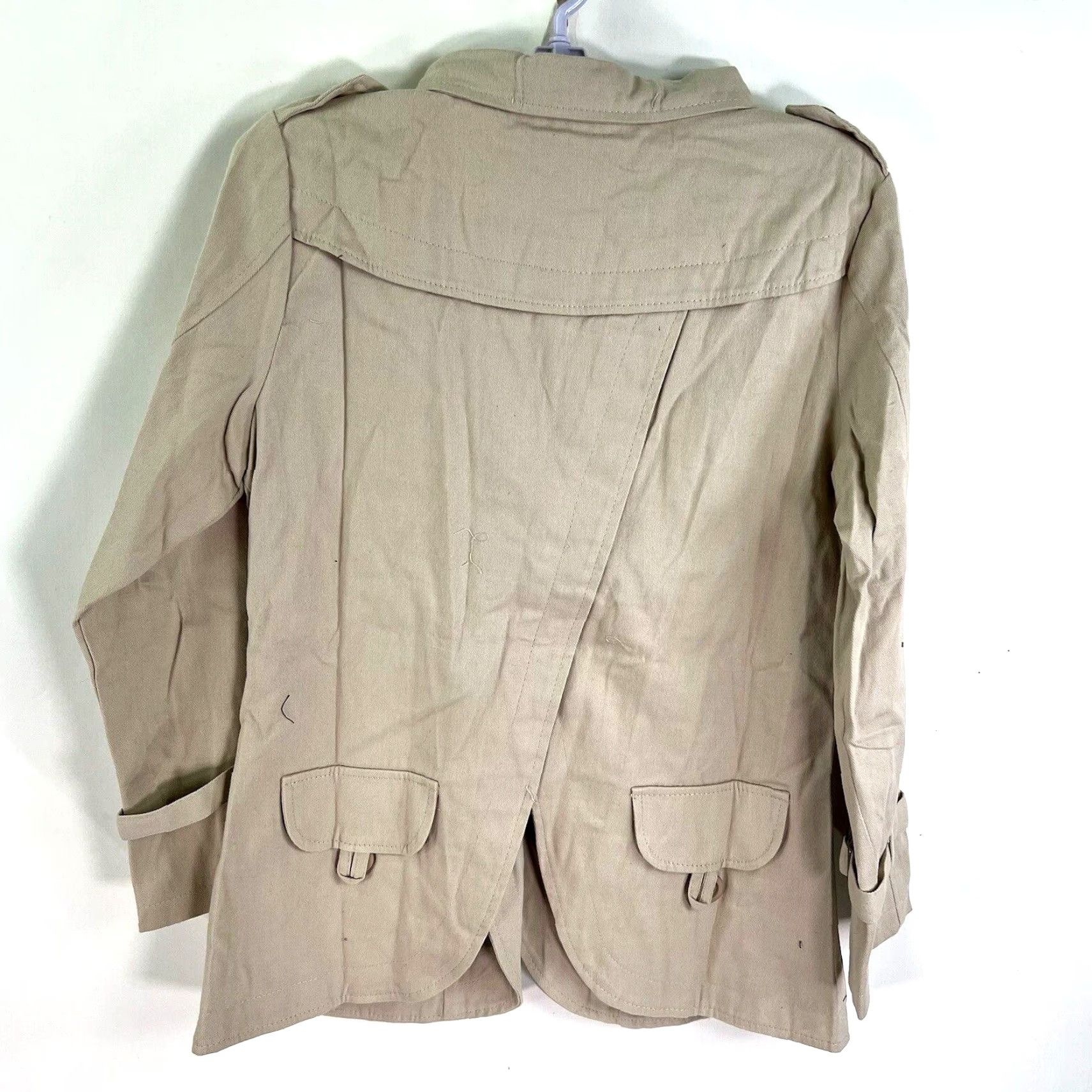 Max Mara Max Mara Double Breasted Trench Coat Womens Jr Size L Beige Cotton Blend Size L / US 10 / IT 46 - 6 Thumbnail