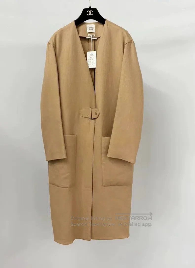 Hermes Hermes Khaki Linen Overcoat Size XS / US 0-2 / IT 36-38 - 1 Thumbnail