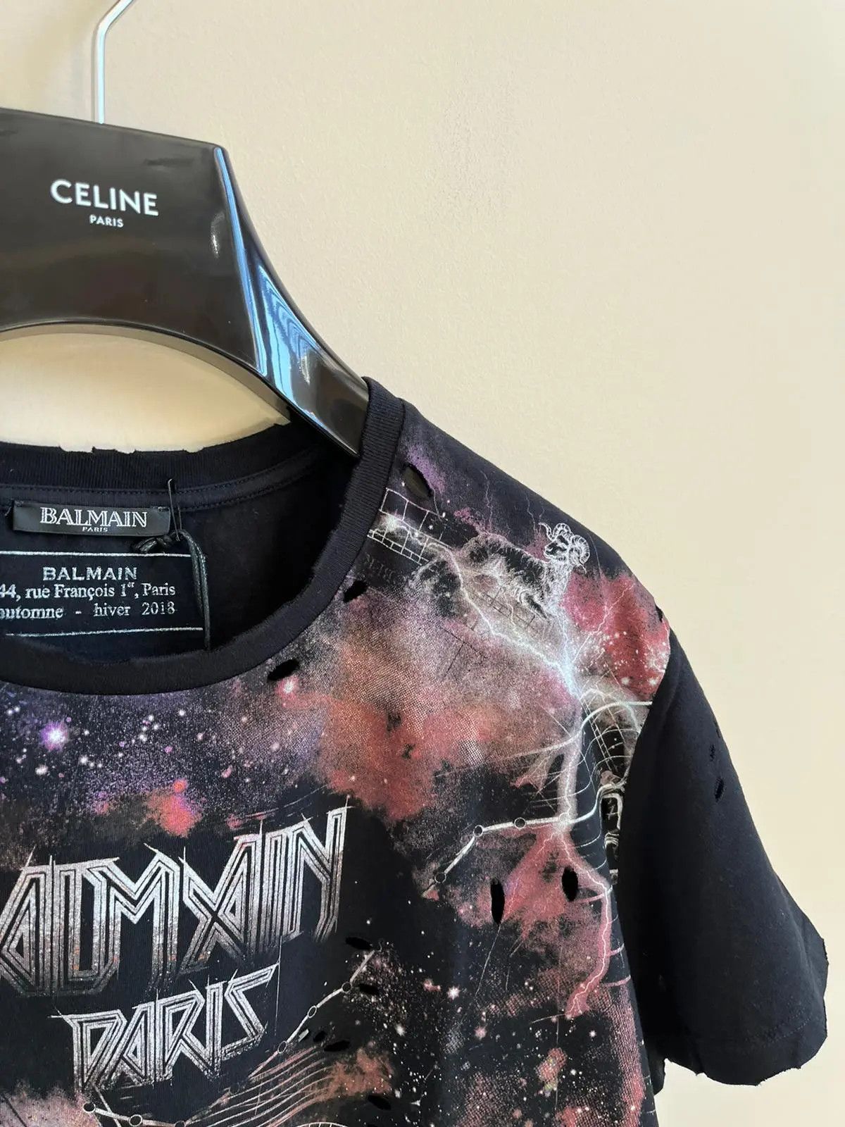 Balmain o1rshd1 Galaxy Logo Tee in Black / Multi Size US M / EU 48-50 / 2 - 6 Thumbnail