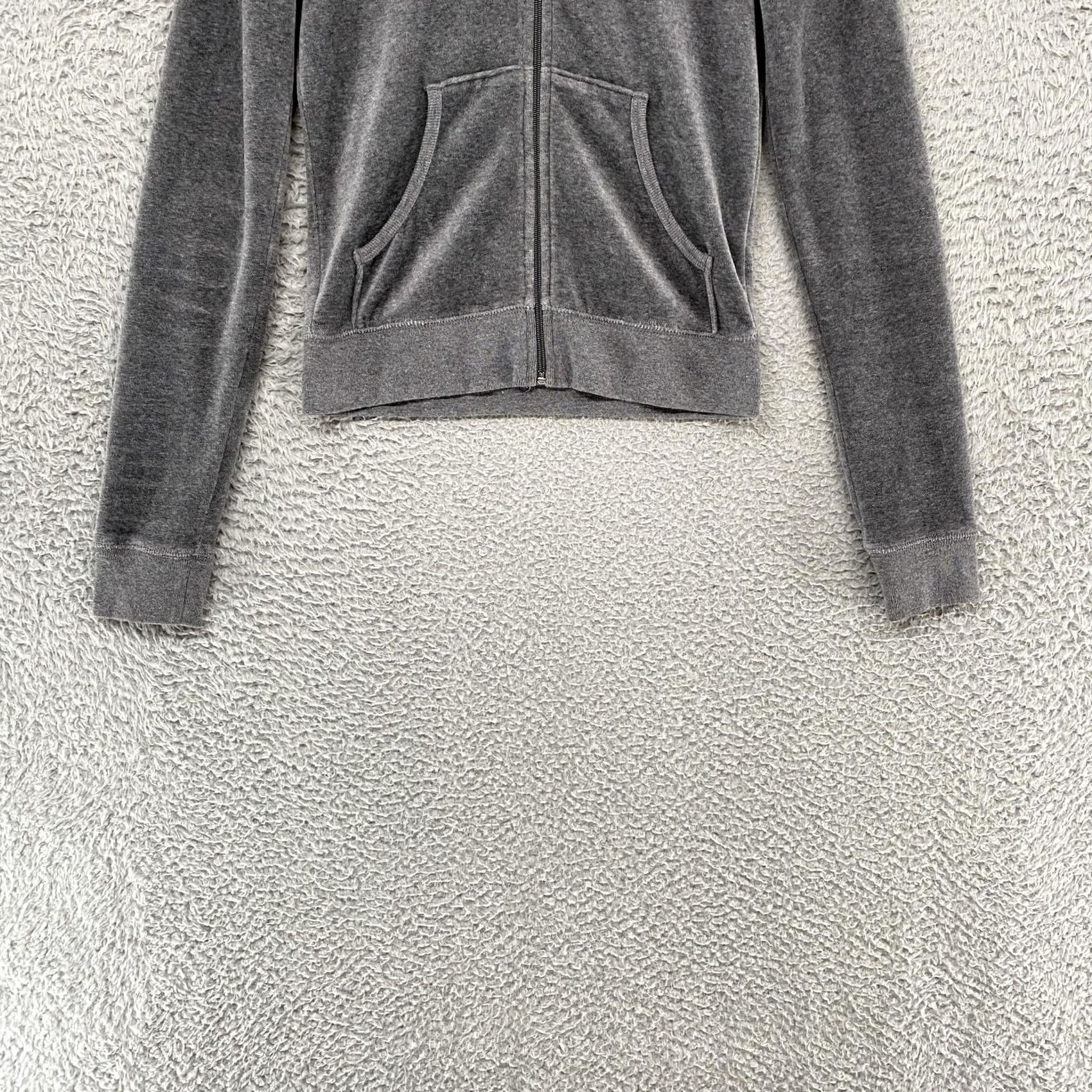 Juicy Couture VINTAGE Juicy Couture Hoodie Womens S Gray Velour Born Juicy Full Zip Glitter Size S / US 4 / IT 40 - 3 Thumbnail