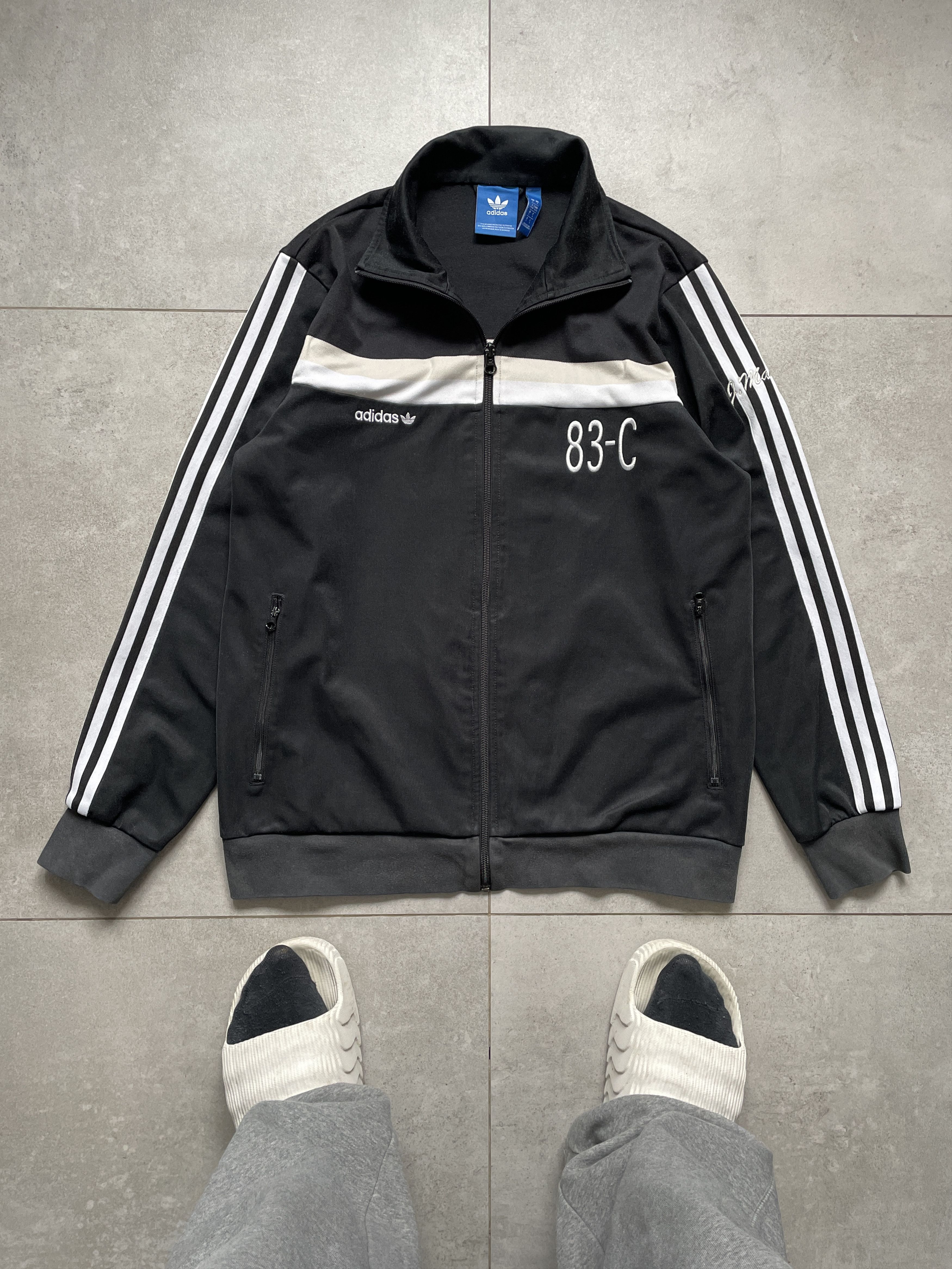 トップス adidas 83-C leather track jacket Rare Adidas 83-C Jacket Red Gray J. Mano Track Top Logo