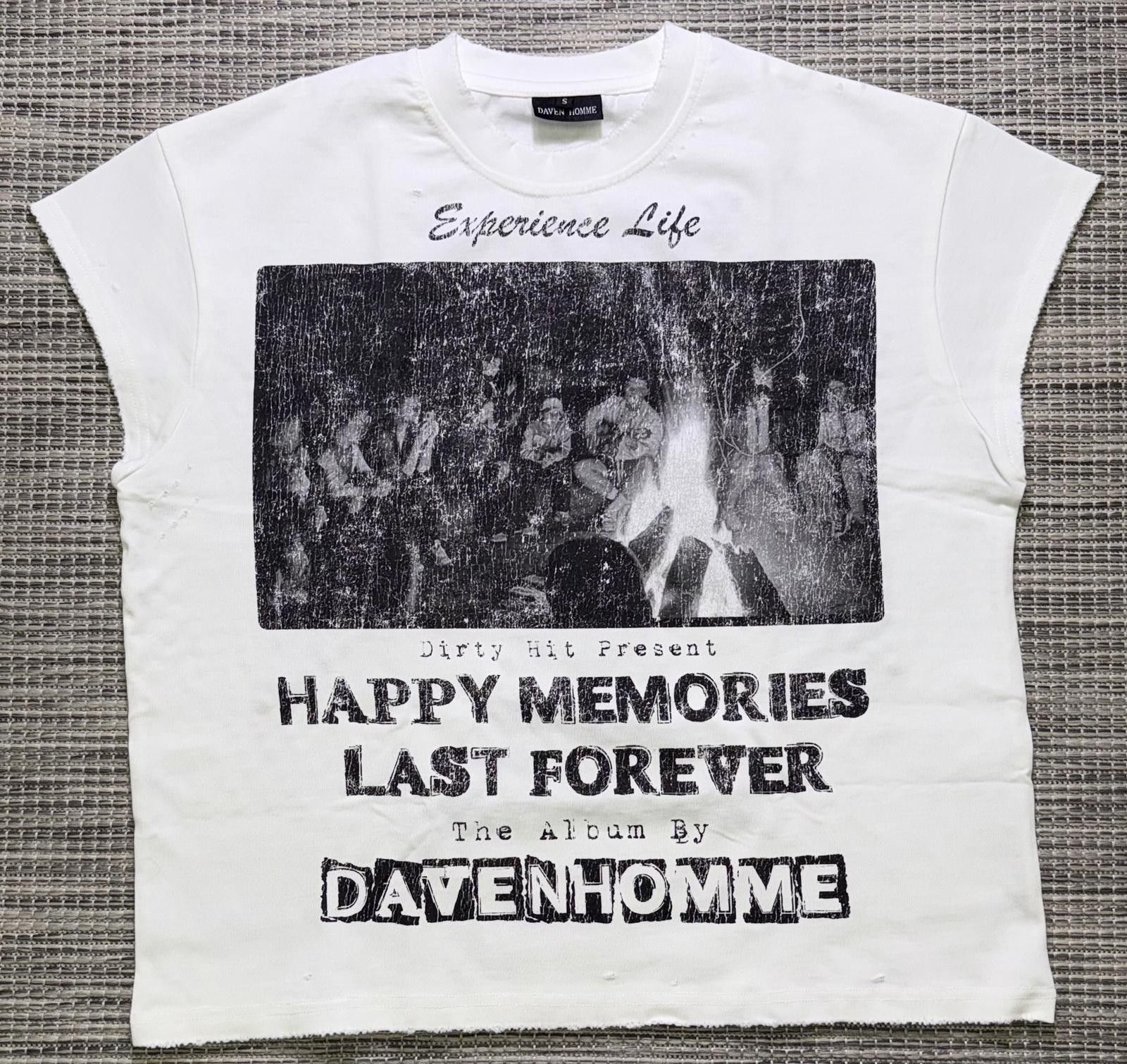 Other Daven Homme White Happy Memories Cutoff Tee Size US S / EU 44-46 / 1 - 1 Thumbnail