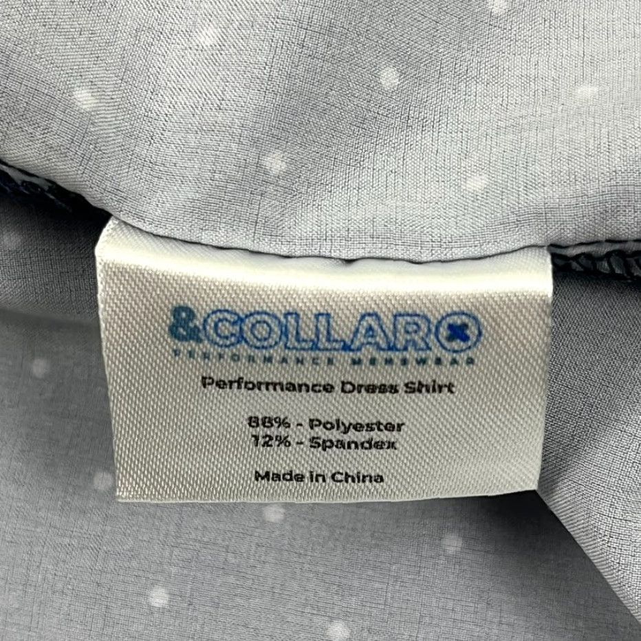 J Brand & Collar Brand Shirt Mens XL Athletic Performance Dress Button Up Blue Polka Dot shirt Size 46R - 7 Thumbnail