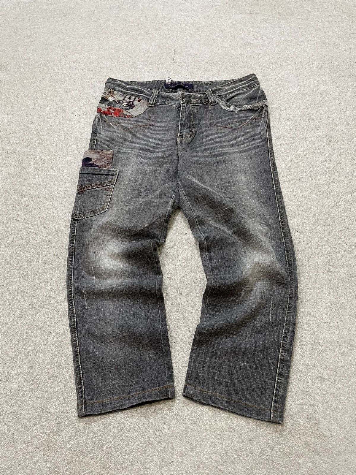 Japanese Brand 2000s Jorts Cargo Embroidered Japan Y2K Outseam 30 in Size 29" - 1 Thumbnail