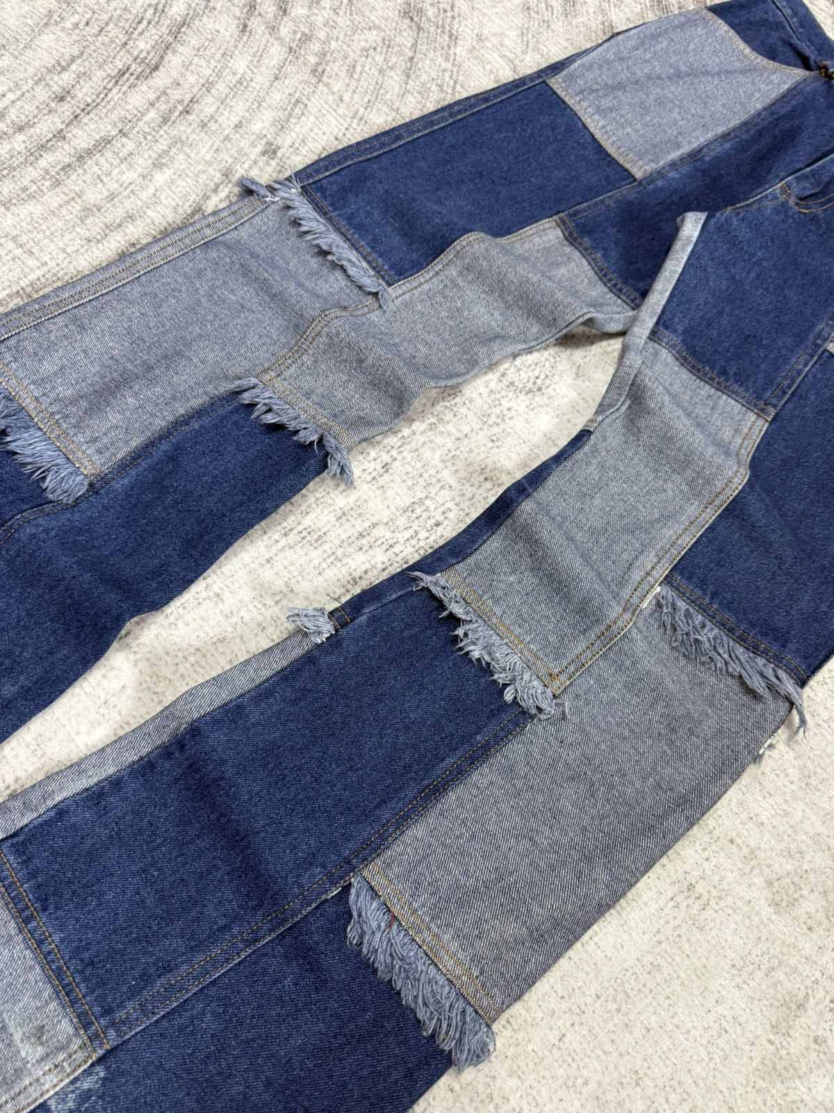 Angel Blue × Hysteric Glamour × Japanese Brand Pop Jelly Japan Penelled Frayed Patch Work Flared Jeans Size US 27 - 5 Thumbnail