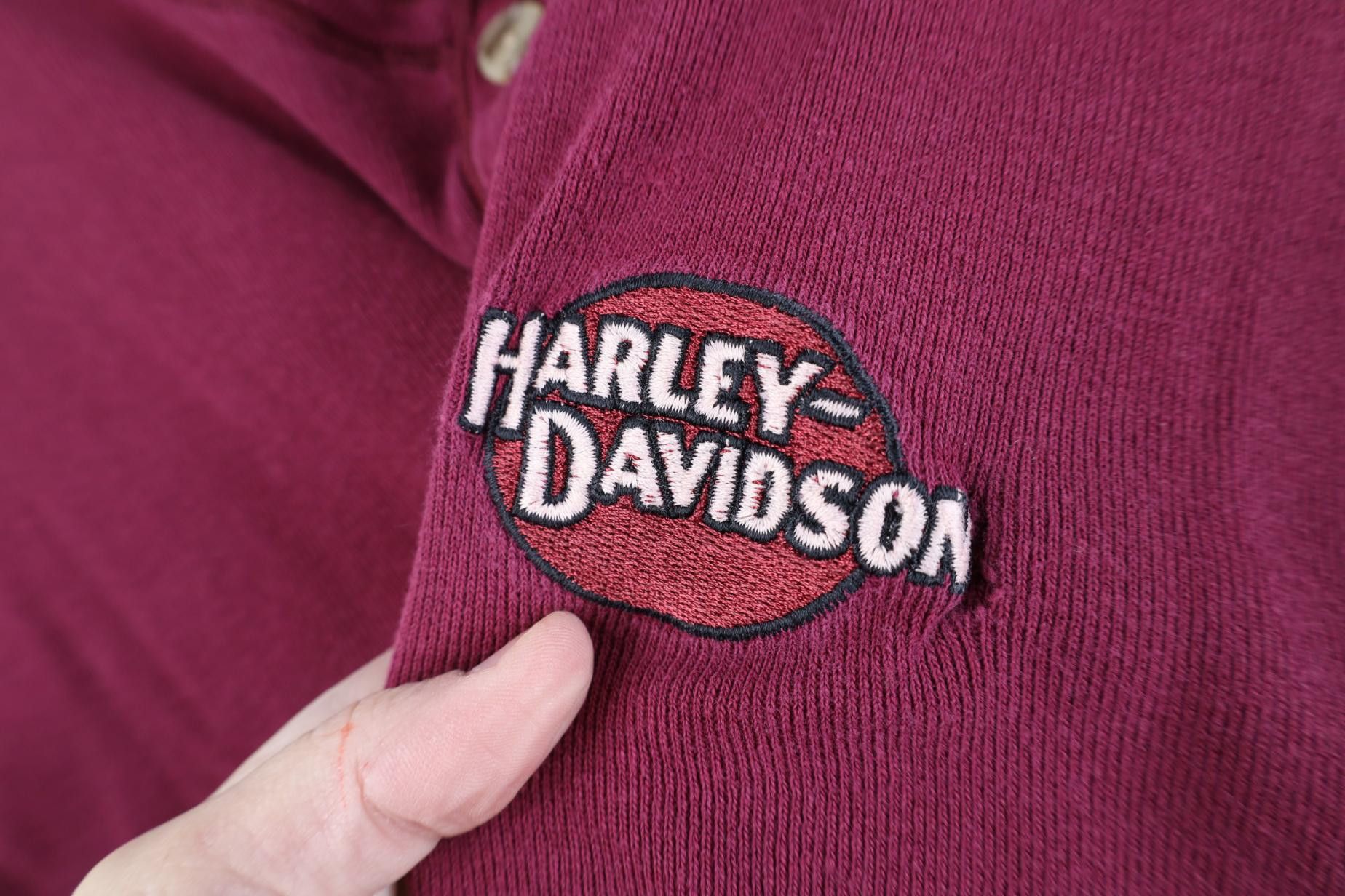 Harley Davidson Vintage 90s Harley Davidson Ribbed Knit Henley T-Shirt USA Size US L / EU 52-54 / 3 - 4 Thumbnail