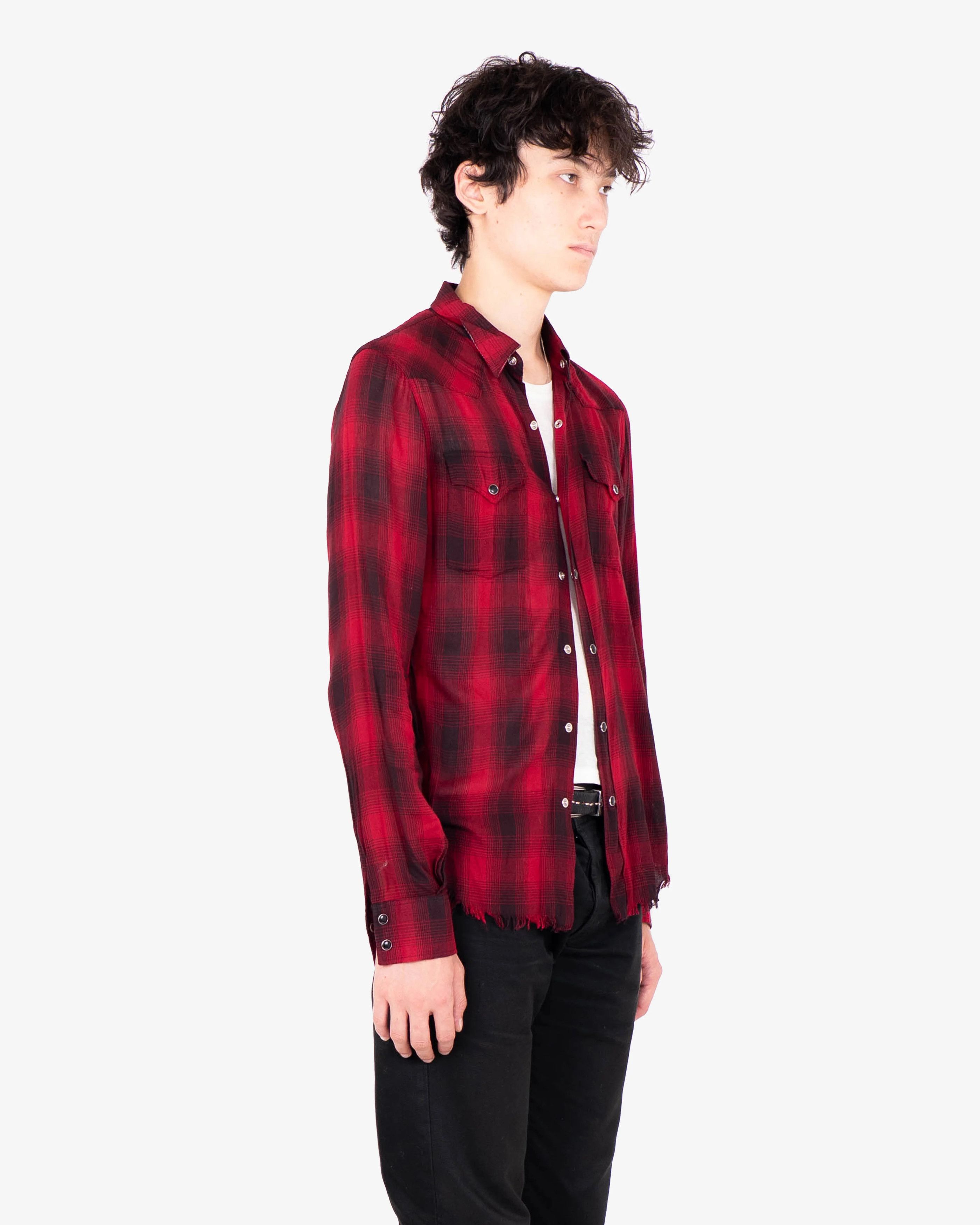 Saint Laurent Paris Red Checkered Flannel Shirt (SS16) Size US S / EU 44-46 / 1 - 7 Thumbnail