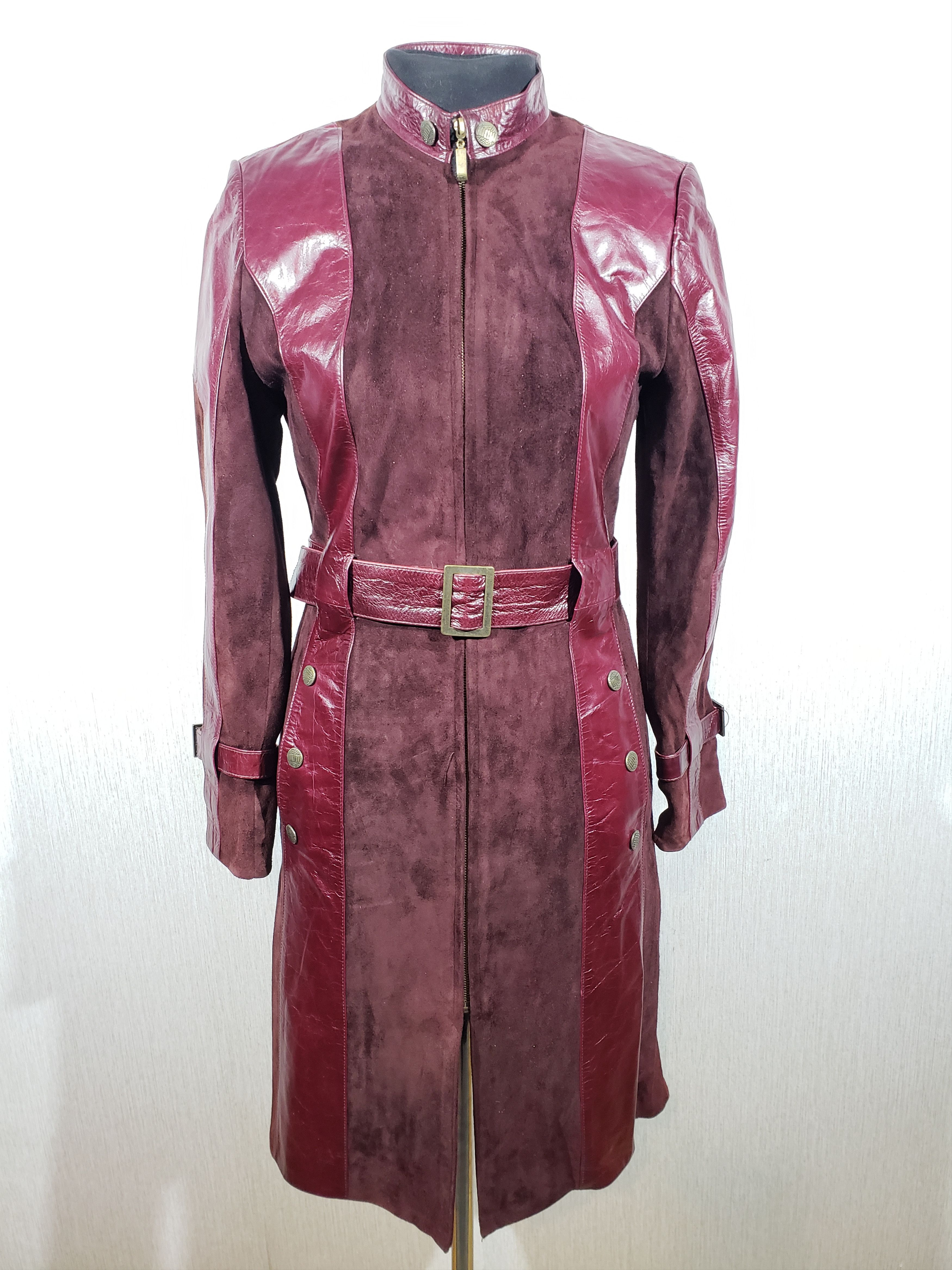 Uniqlo Cute women's long burgundy leather jacket. Size S / US 4 / IT 40 - 1 Thumbnail