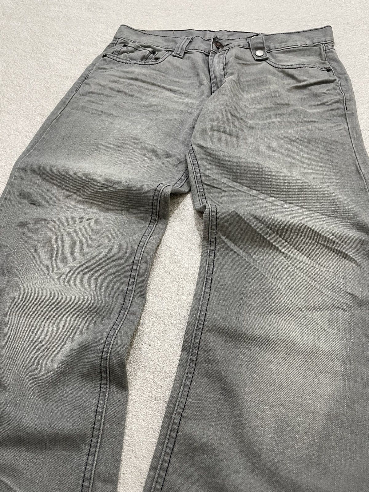 2000s White Fox Washed Jeans Grey Fading Denim Y2K