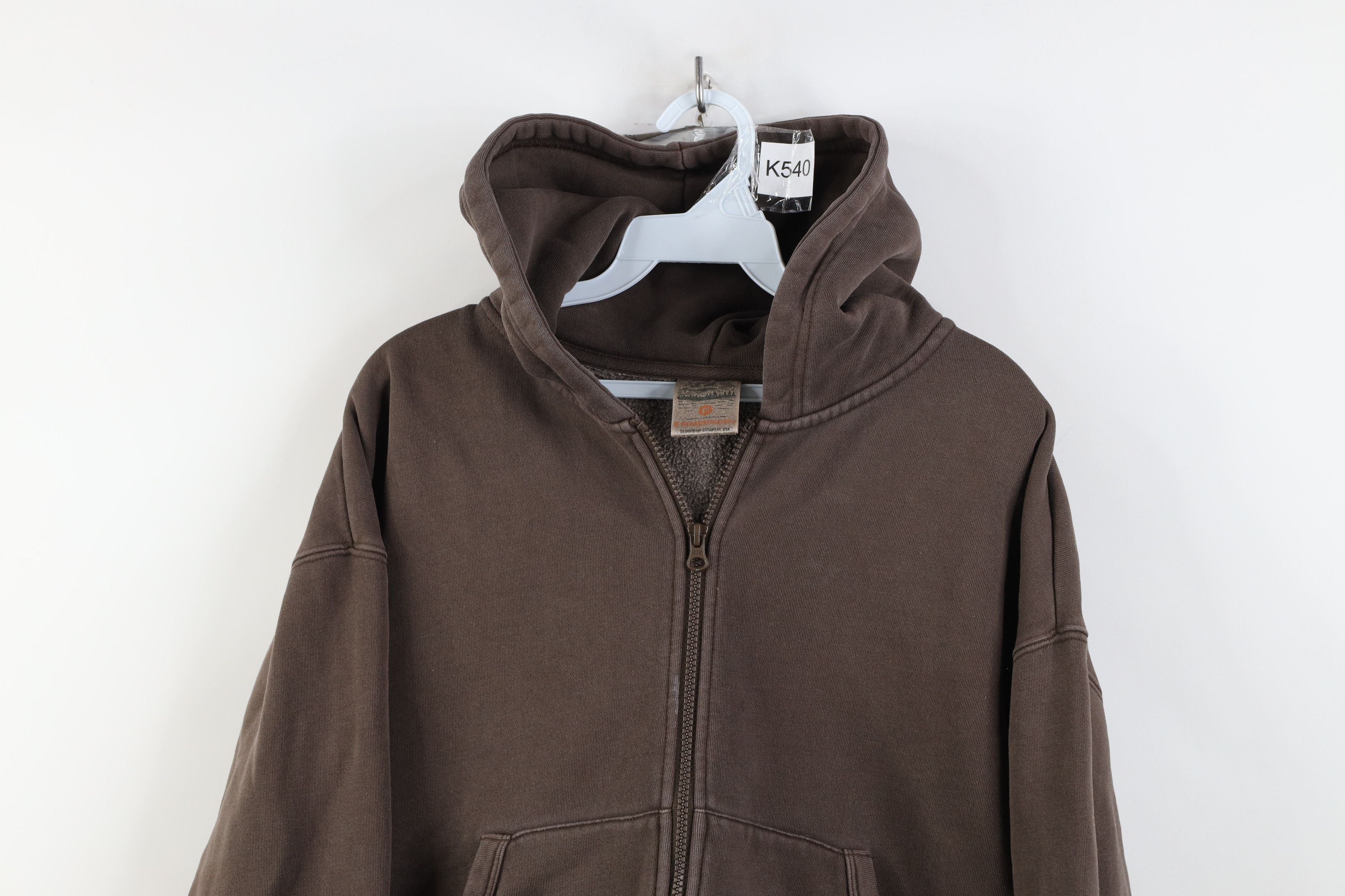 Vintage Bearded Goat Blank Cropped Heavyweight Full Zip Hoodie Brown Size M / US 6-8 / IT 42-44 - 2 Thumbnail