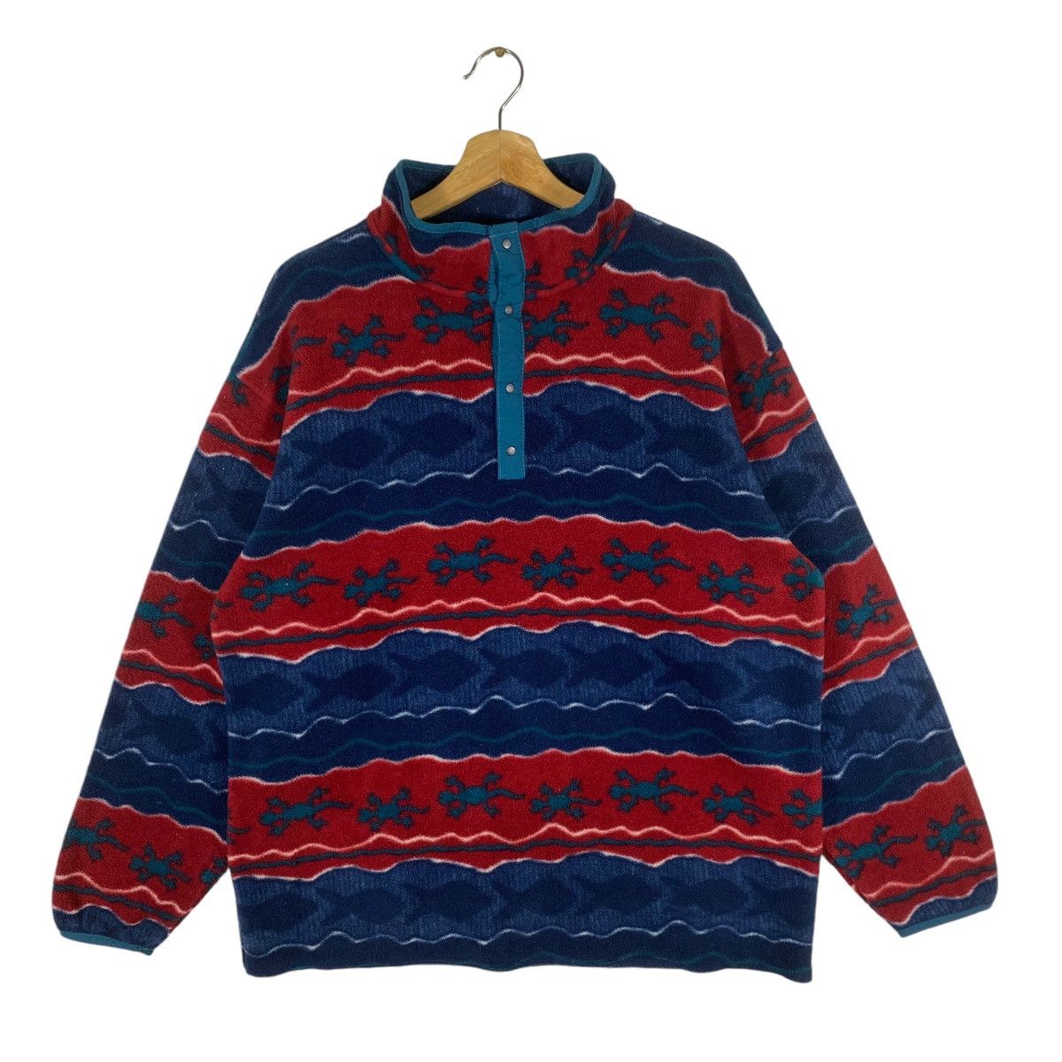 L.L. Bean × Patagonia Vintage L.L. Bean Red Multi Fleece Half Button Size US M / EU 48-50 / 2 - 2 Thumbnail