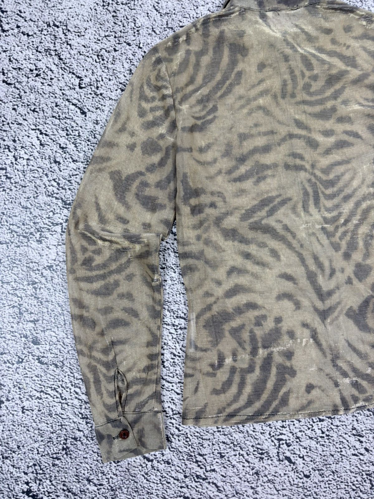 Japanese Brand Vintage Y2K Sheer Mesh Zebra Print Glitter Shirt Size S / US 4 / IT 40 - 8 Thumbnail