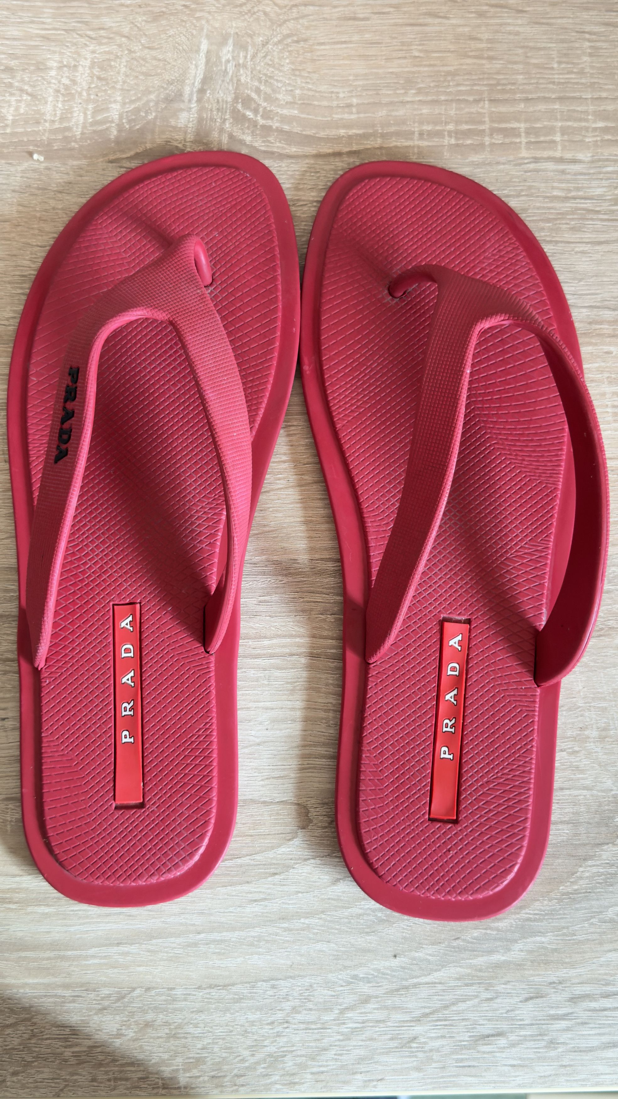 Prada 🔥 prada red sandals flip flops rubber summer men size 11 Size US 11 / EU 44 - 4 Thumbnail