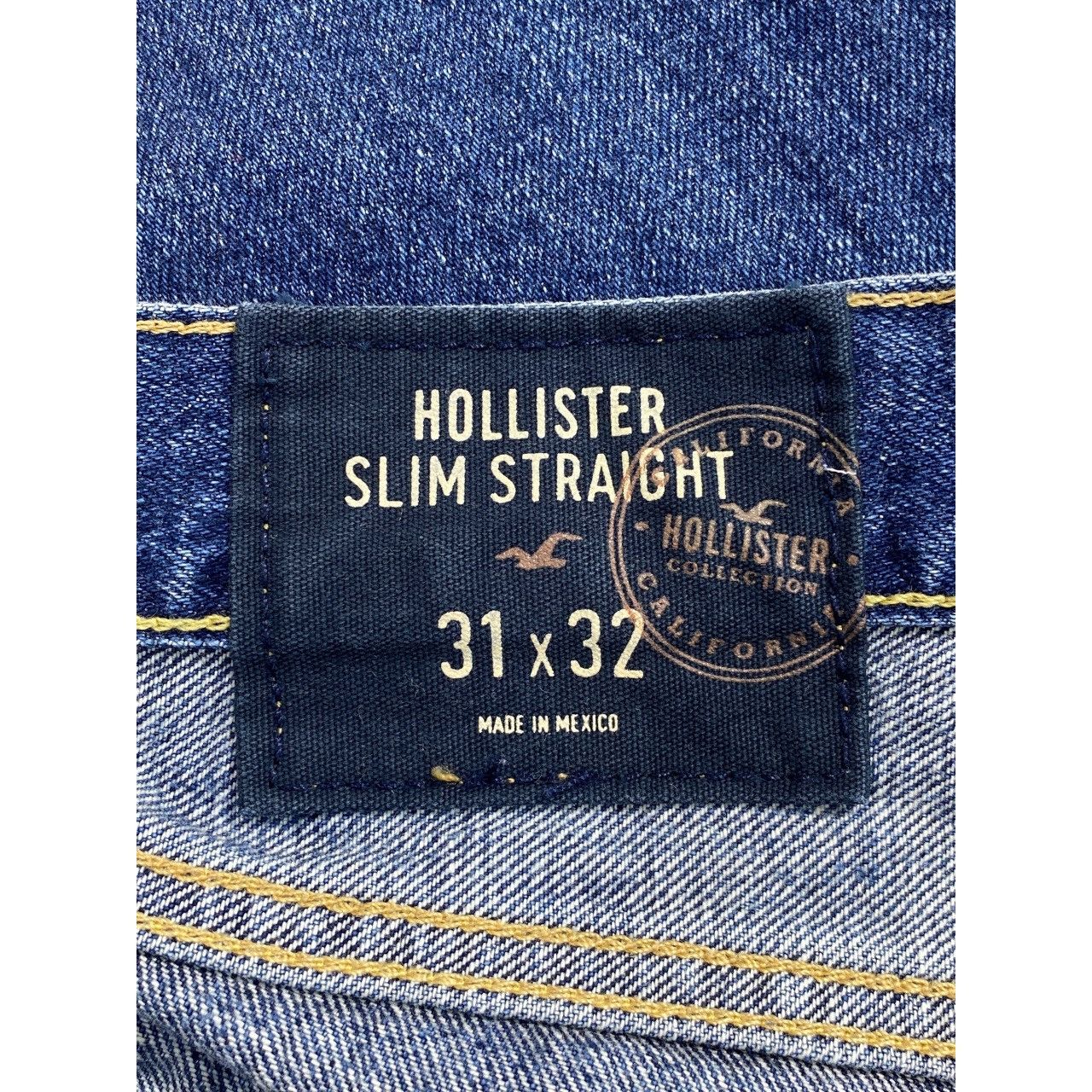 Hollister Hollister Slim Straight Blue Wash Distress Patch Style Jeans Size US 32 / EU 48 - 12 Thumbnail