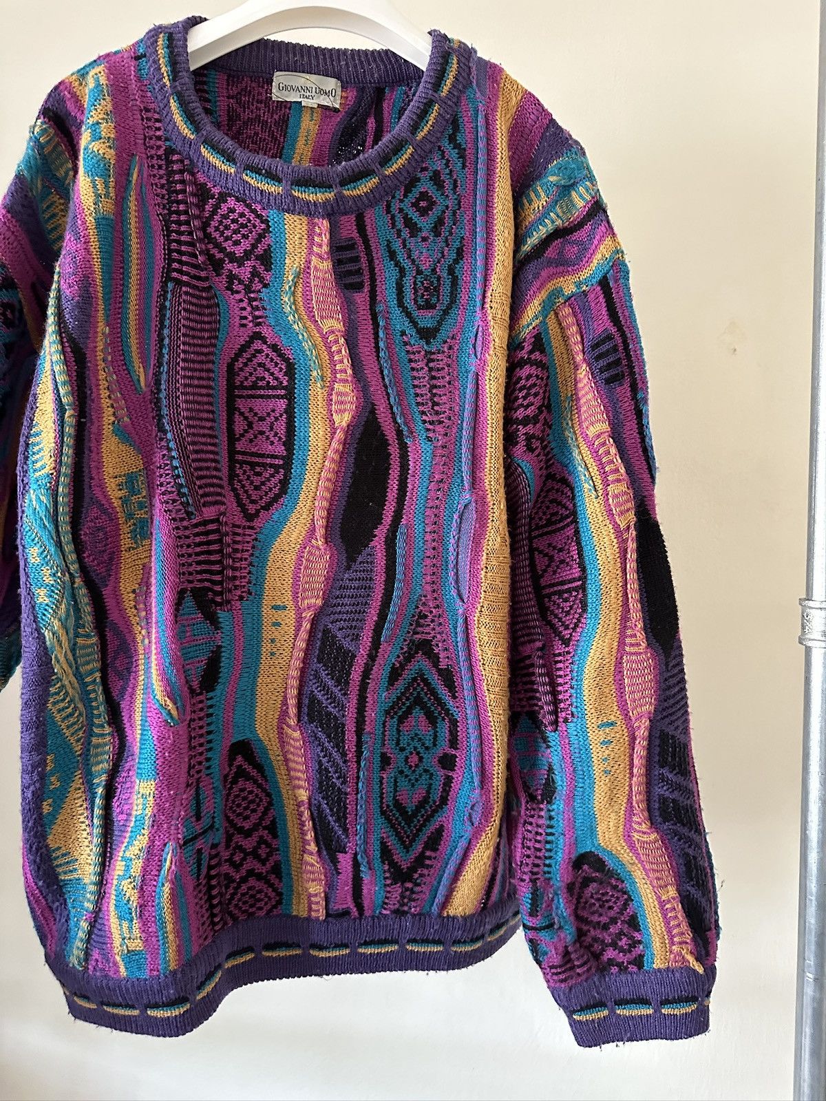 Coogi 1980s Giovanni Uomo 3D Knitted Sweater Size US M / EU 48-50 / 2 - 2 Thumbnail