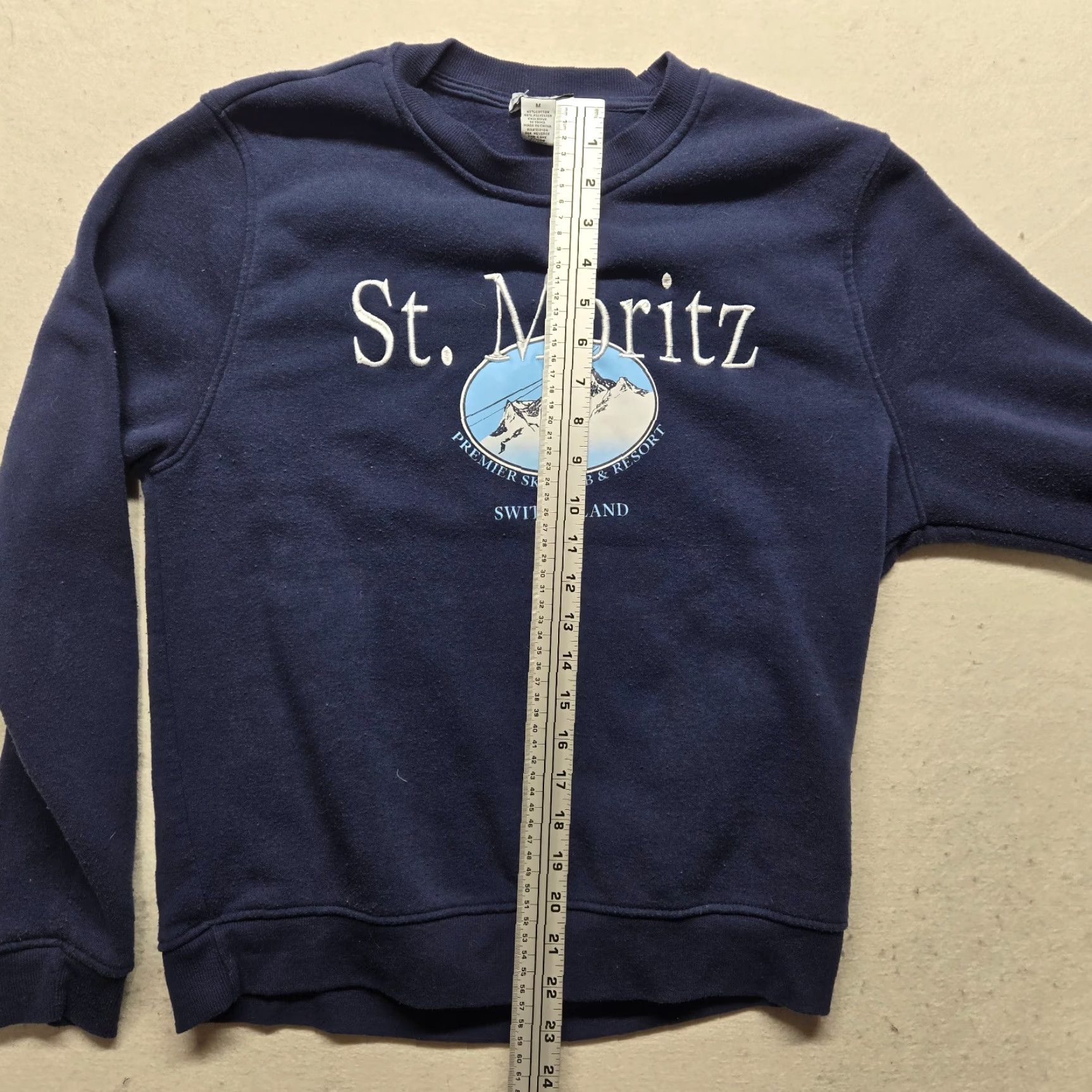 Vintage St Moritz Switzerland Crewneck Sweatshirt Women's M Blue 90s Classic Countries Vintage Better Togeather Sweater Pullover Shirt Size M / US 6-8 / IT 42-44 - 7 Thumbnail