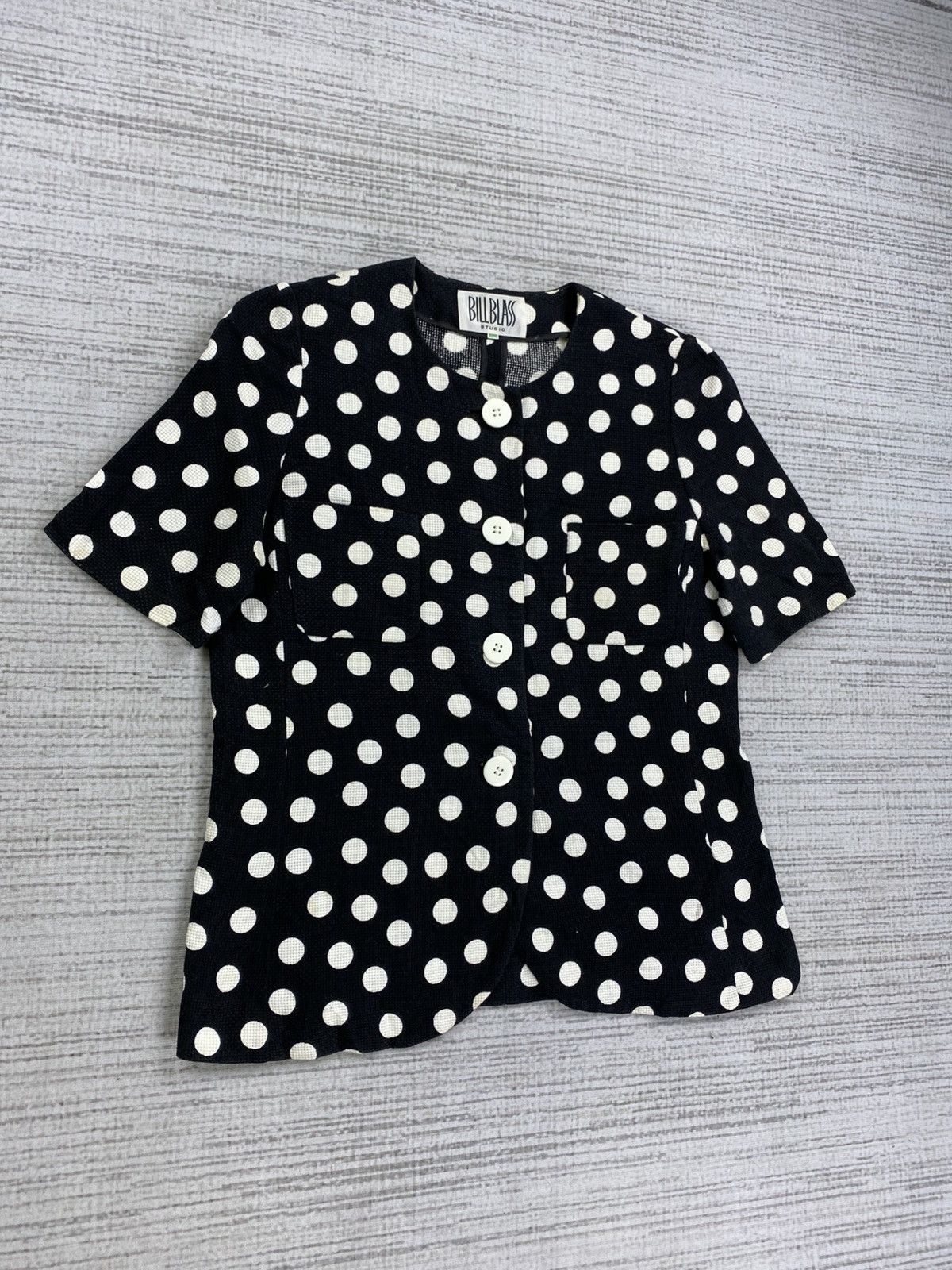 Bill Blass × Designer × Vintage Vintage BILLBLASS Studio Polka Dot Style Short Sleeve Shirt Size M / US 6-8 / IT 42-44 - 3 Thumbnail