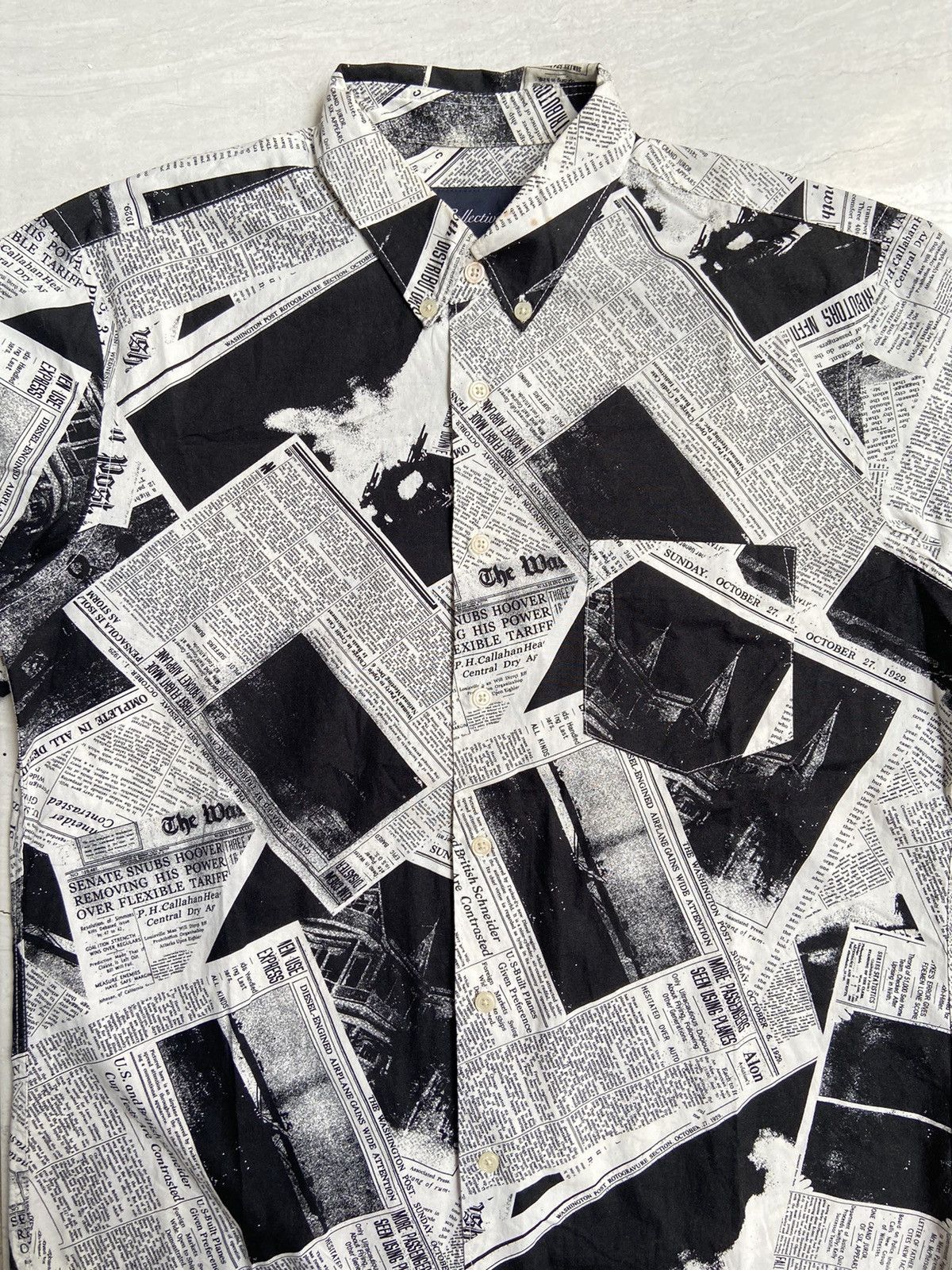 Japanese Brand COLLECTIVE Newspaper Printed Patterned Shirt Size US S / EU 44-46 / 1 - 9 Thumbnail