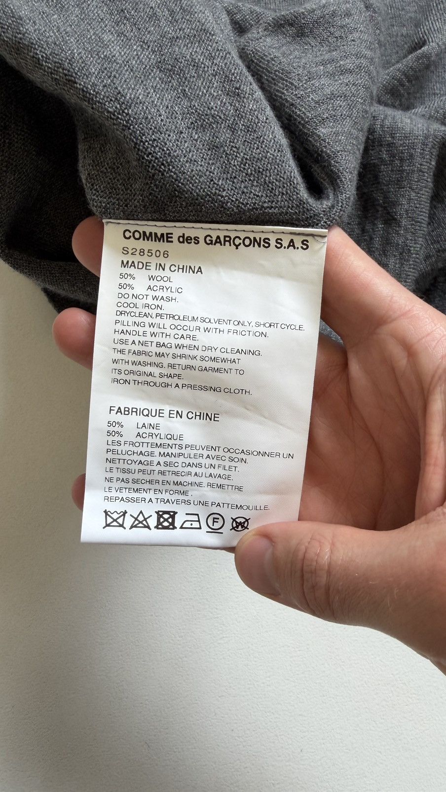 Comme des Garcons Gray Panelled Wool Sweater Size US M / EU 48-50 / 2 - 11 Thumbnail
