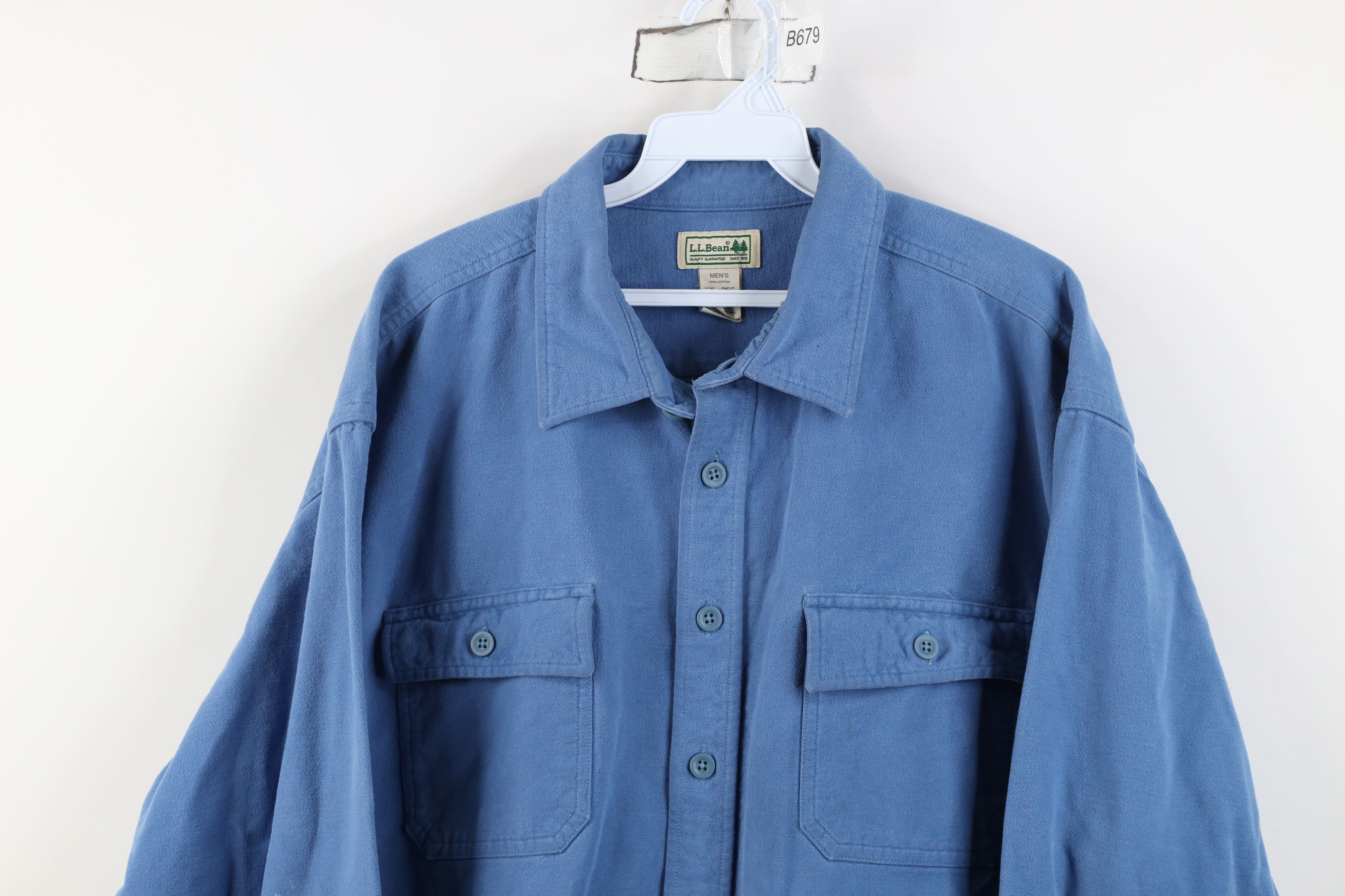 L.L. Bean Vintage LL Bean Chamois Cloth Collared Button Shirt Blue Size US XXL / EU 58 / 5 - 2 Thumbnail