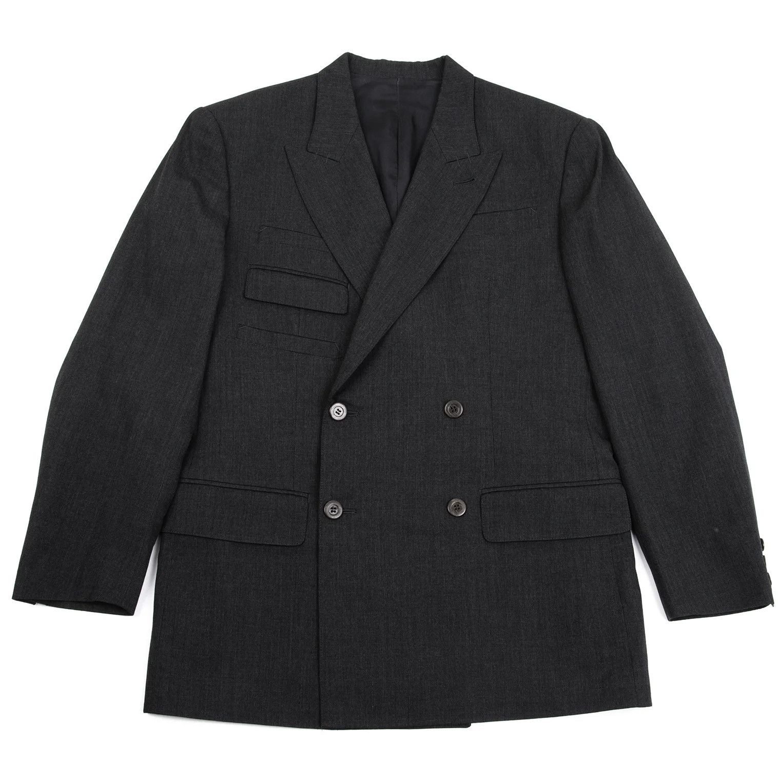 Jean Paul Gaultier Wool Pocket Design Peak Lapel Jacket Charcoal 48 Size US M / EU 48-50 / 2 - 1 Thumbnail