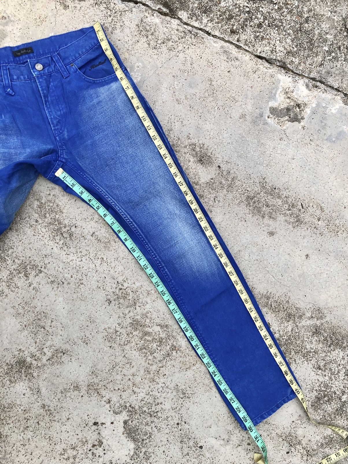 Japanese Brand TOP REBEL WASHED BLUE DENIM Size US 30 / EU 46 - 10 Thumbnail