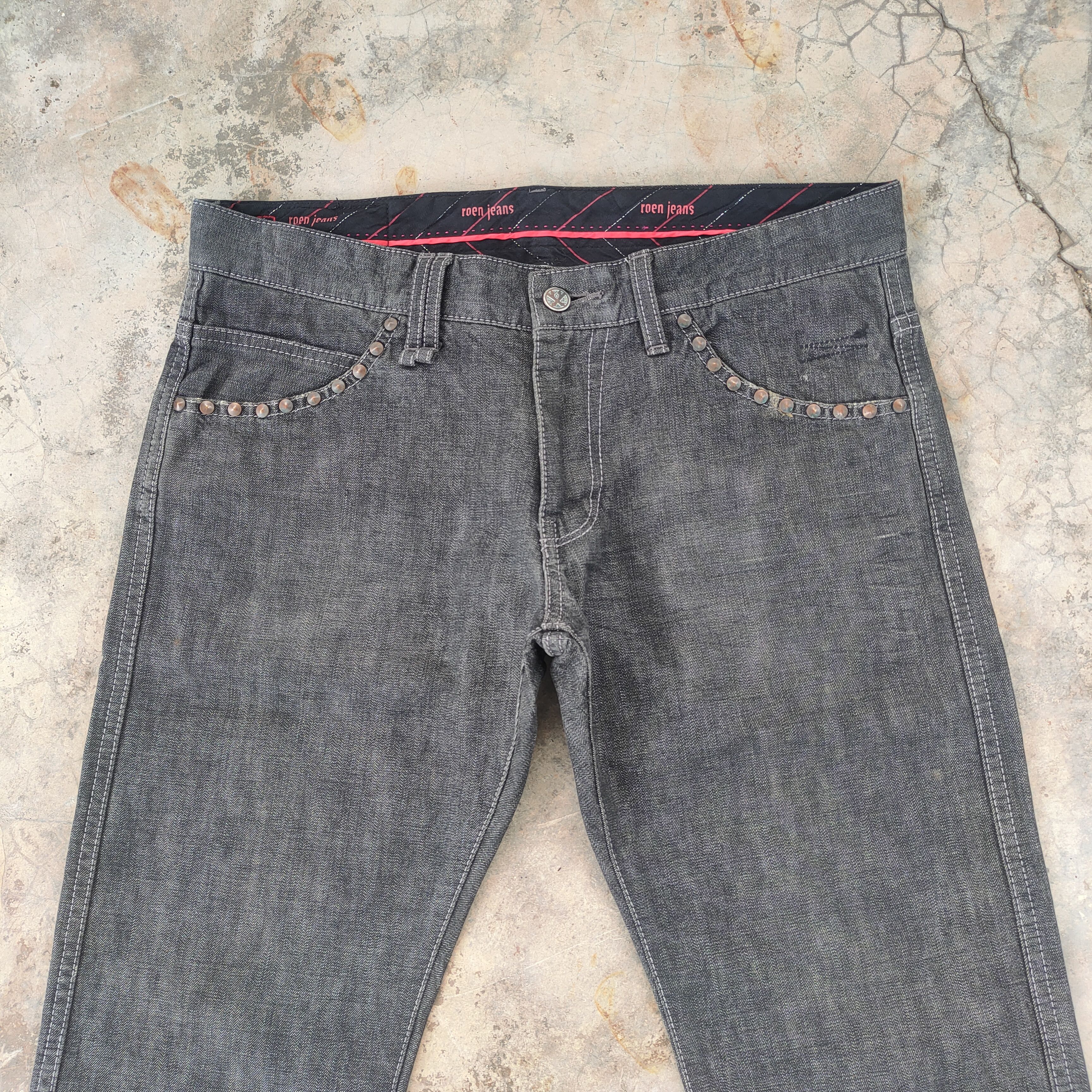 Roen W32 VINTAGE ROEN SKINNY FADED BLACK DISTRESSED JEAN PANTS Size US 32 / EU 48 - 3 Thumbnail