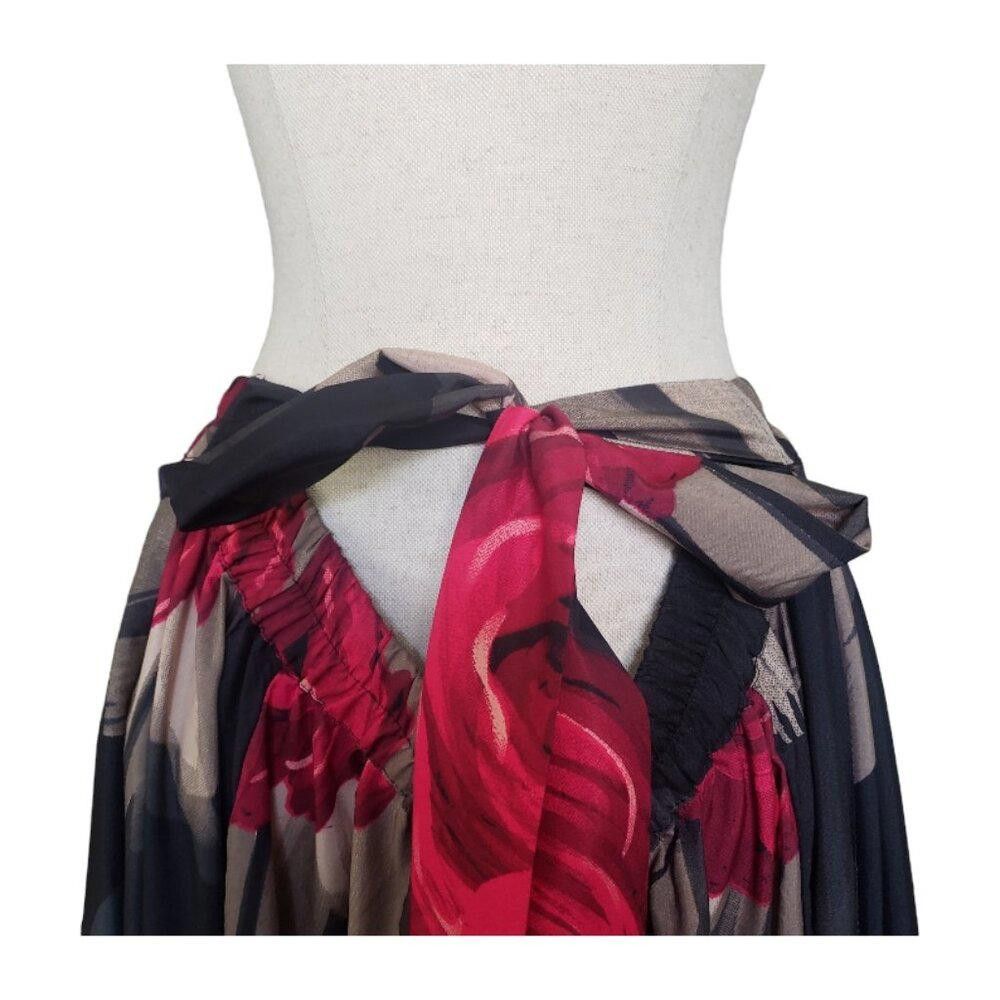 Designer CT554 truly 4 you Black & Red Maxi Floral Skirt XL Size 40" / US 18 - 6 Thumbnail