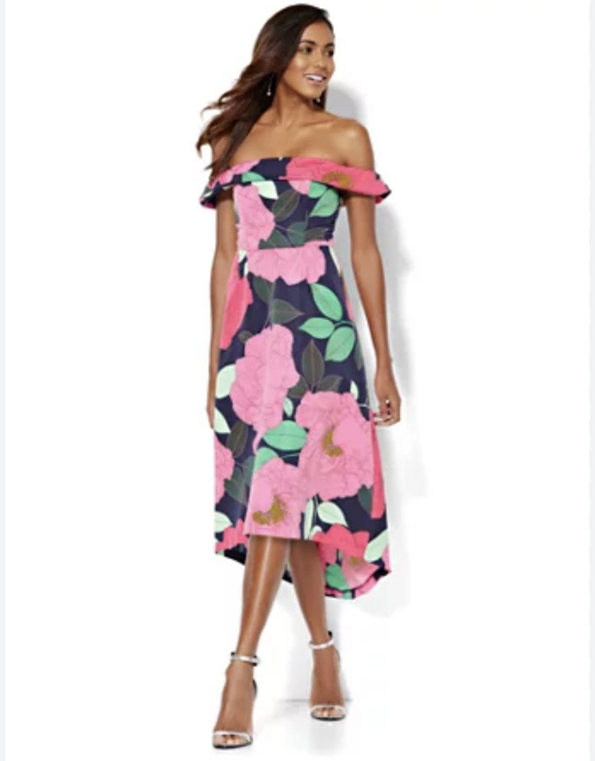 Other NY & Company off cold shoulder hi low train floral dress Size M / US 6-8 / IT 42-44 - 1 Thumbnail