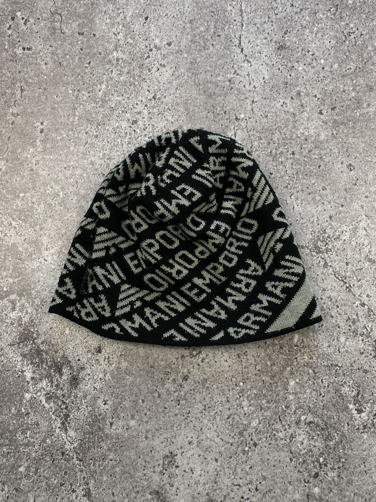 Armani × Emporio Armani × Vintage Vintage Emporio Armani monogram Big Logo beanie Hat Size ONE SIZE - 2 Thumbnail