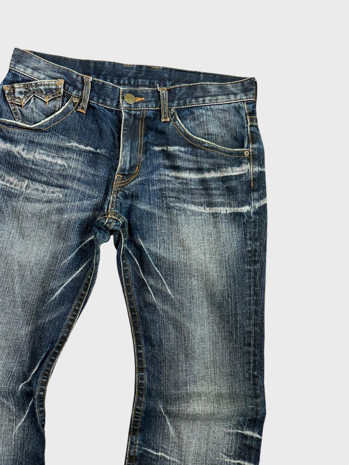 Hysteric Glamour × Japanese Brand × Vintage FLARED RATTLE TRAP JUNYA WATANABE STYLE DISTRESSED DENIM Size US 32 / EU 48 - 5 Thumbnail