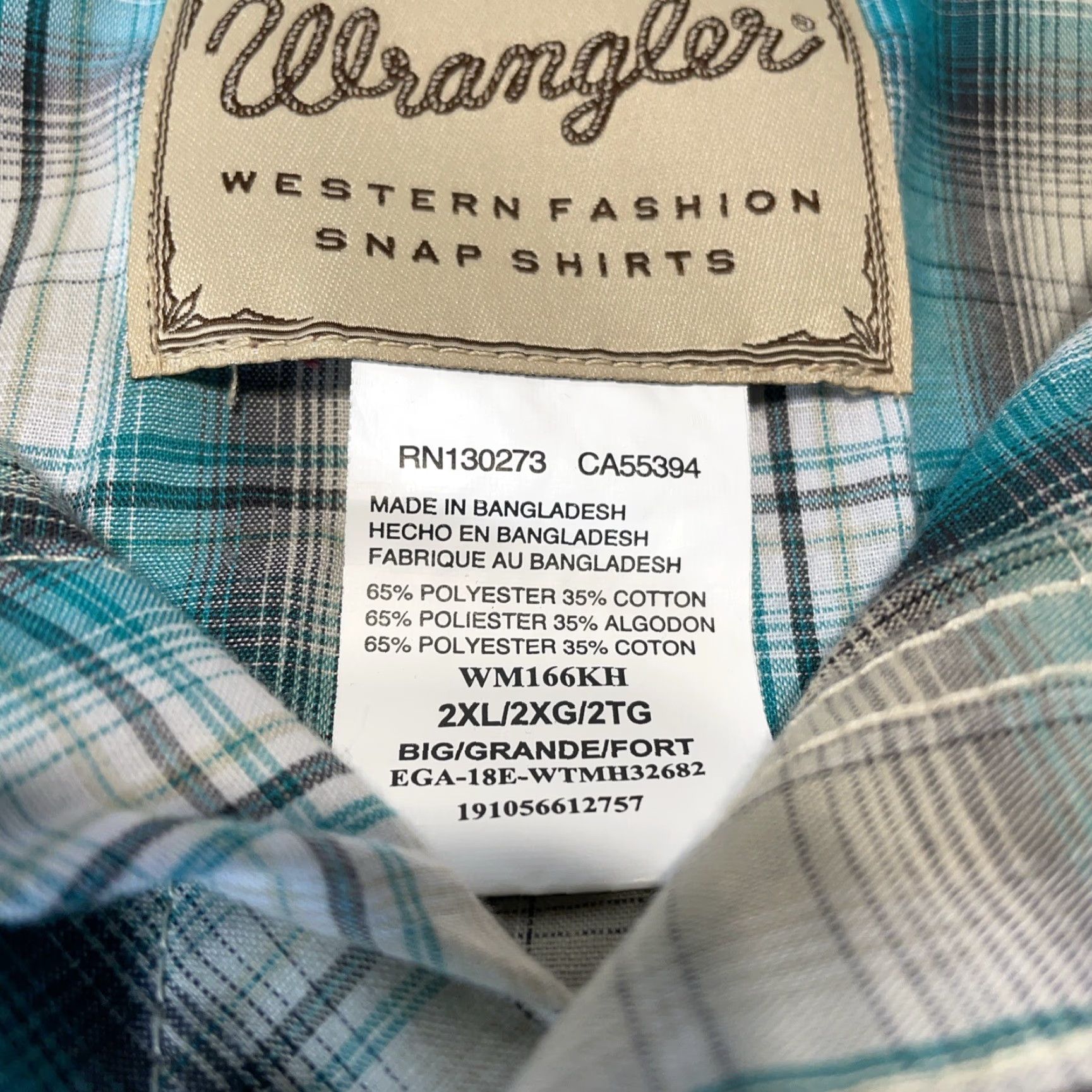 Wrangler Wrangler Men’s Western Shirt 2XL Short Sleeve Plaid Green Cowboy Rodeo Button Up Size US XXL / EU 58 / 5 - 2 Thumbnail