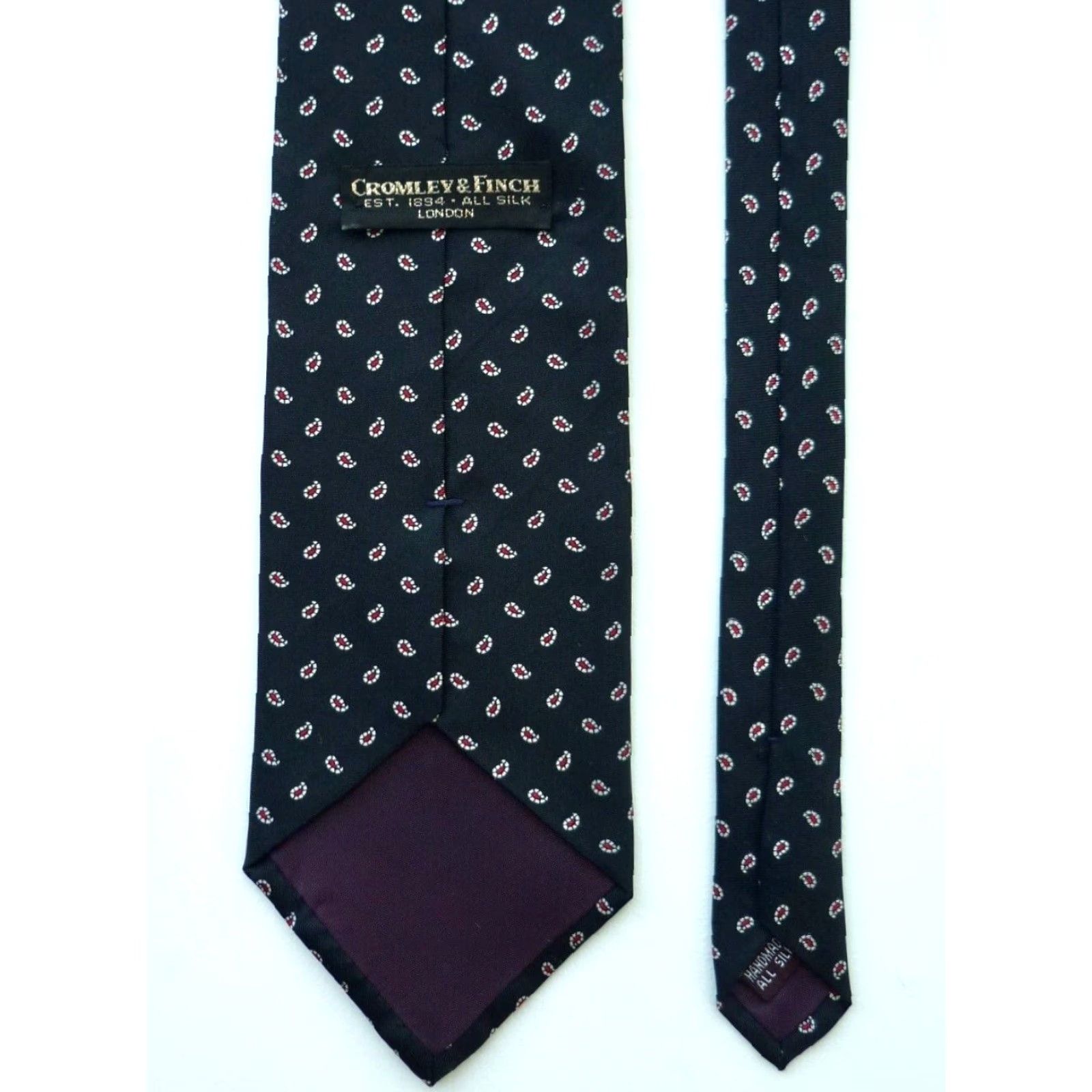 Vintage VINTAGE Men’s Cromley & Finch Luxury Silk Tie Paisley Handmade Size ONE SIZE - 6 Thumbnail