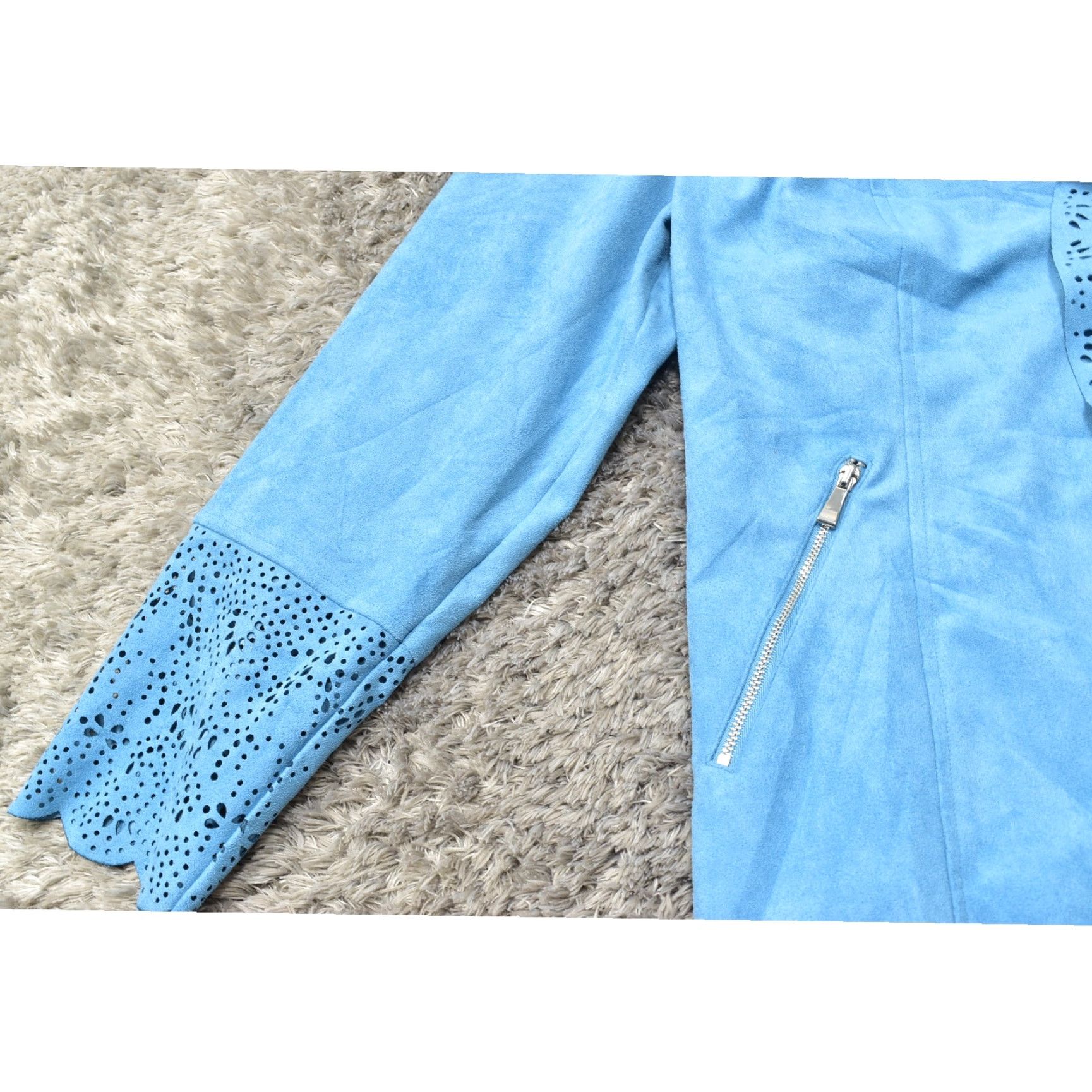 Vintage Chico's Blue Polyester Faux Suede Open Blazer Blazer Size 2 Regular Long Sleeve Pockets Solid Womens Size XS / US 0-2 / IT 36-38 - 6 Thumbnail