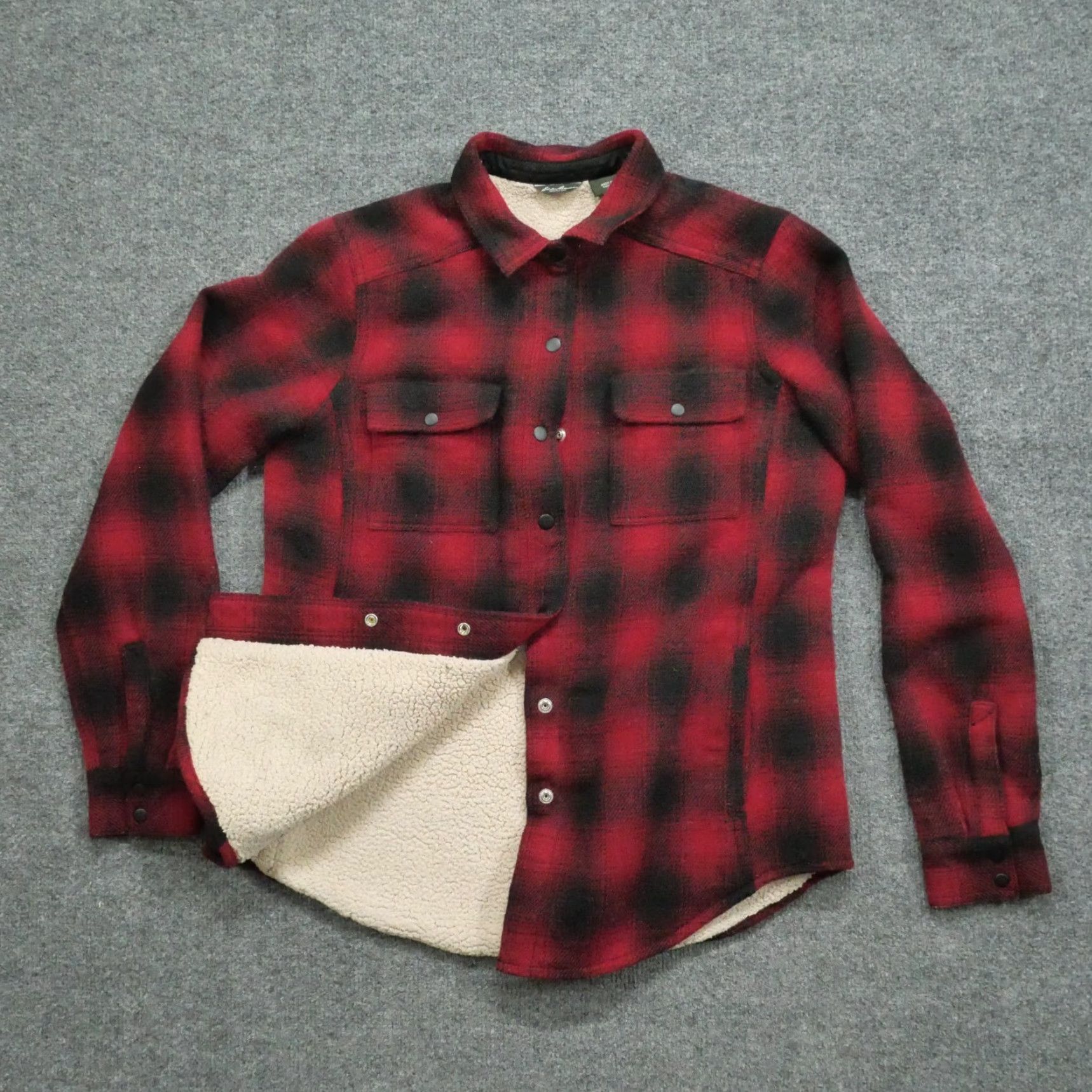 Eddie Bauer VINTAGE Eddie Bauer Jacket Womens Small Red Black Buffalo Plaid Sherpa Wool Shacket Size S / US 4 / IT 40 - 2 Thumbnail