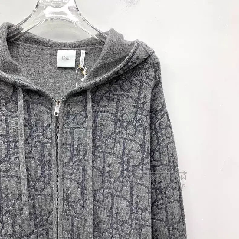 Dior Dior 26 gray logo jacquard full printed wool hooded drawst Size XS / US 0-2 / IT 36-38 - 3 Thumbnail