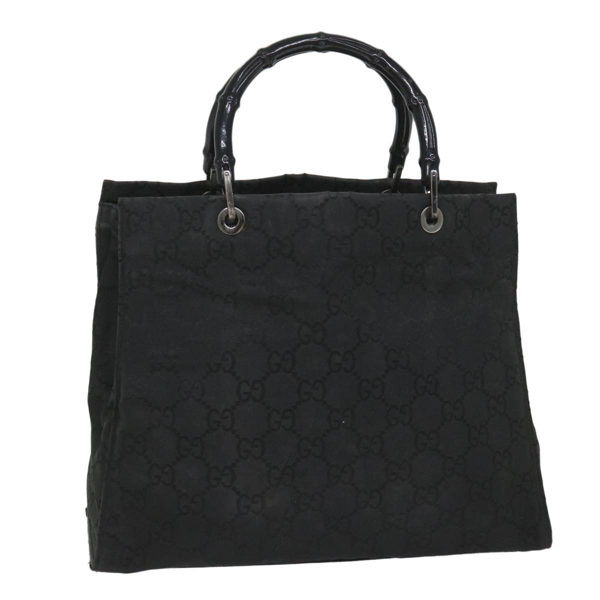 image of Gucci GG Canvas Bamboo Hand Bag Black 002 1010 3754 Auth 57797, Women's