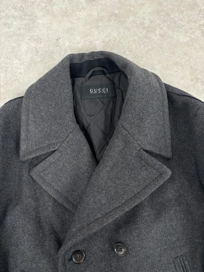 Gucci 2010s Gucci Grey Wool Double-Breasted Contrast Hem Jacket Size US L / EU 52-54 / 3 - 4 Thumbnail
