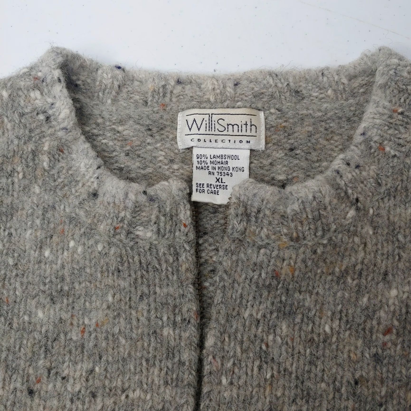 Willi Smith VINTAGE Willi Smith Sweater Women XL Cropped Zip Up Cardigan Knit Mohair Lambswool Gray Natural Size XL / US 12-14 / IT 48-50 - 5 Thumbnail